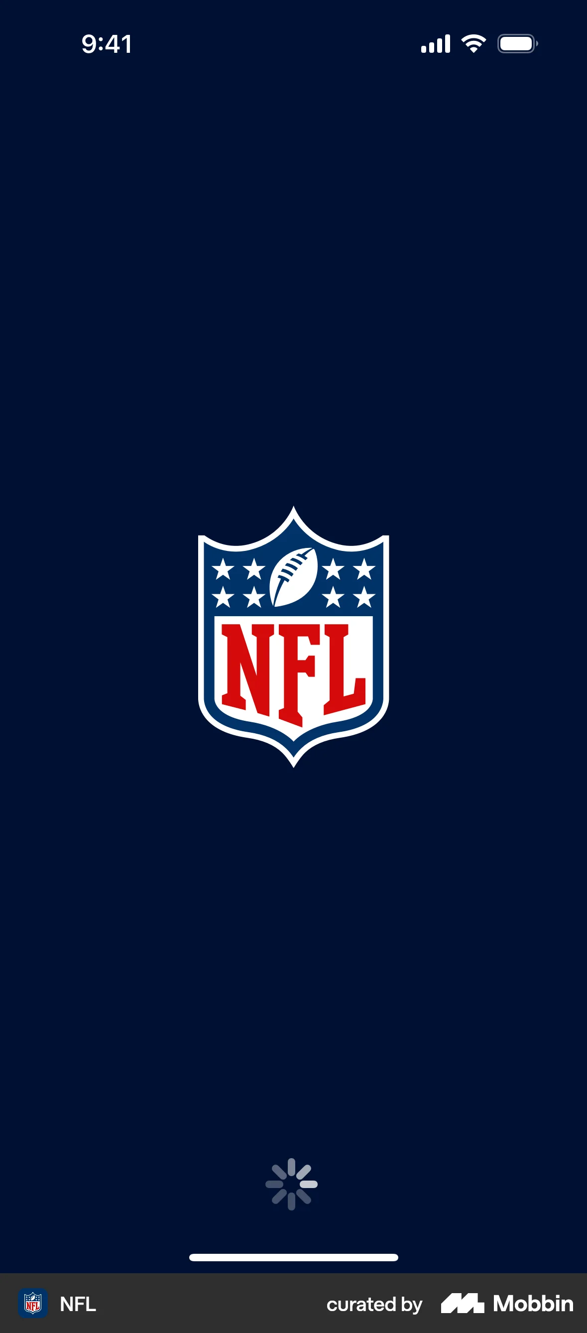 NFL iOS screen containing Spinner UI UI element