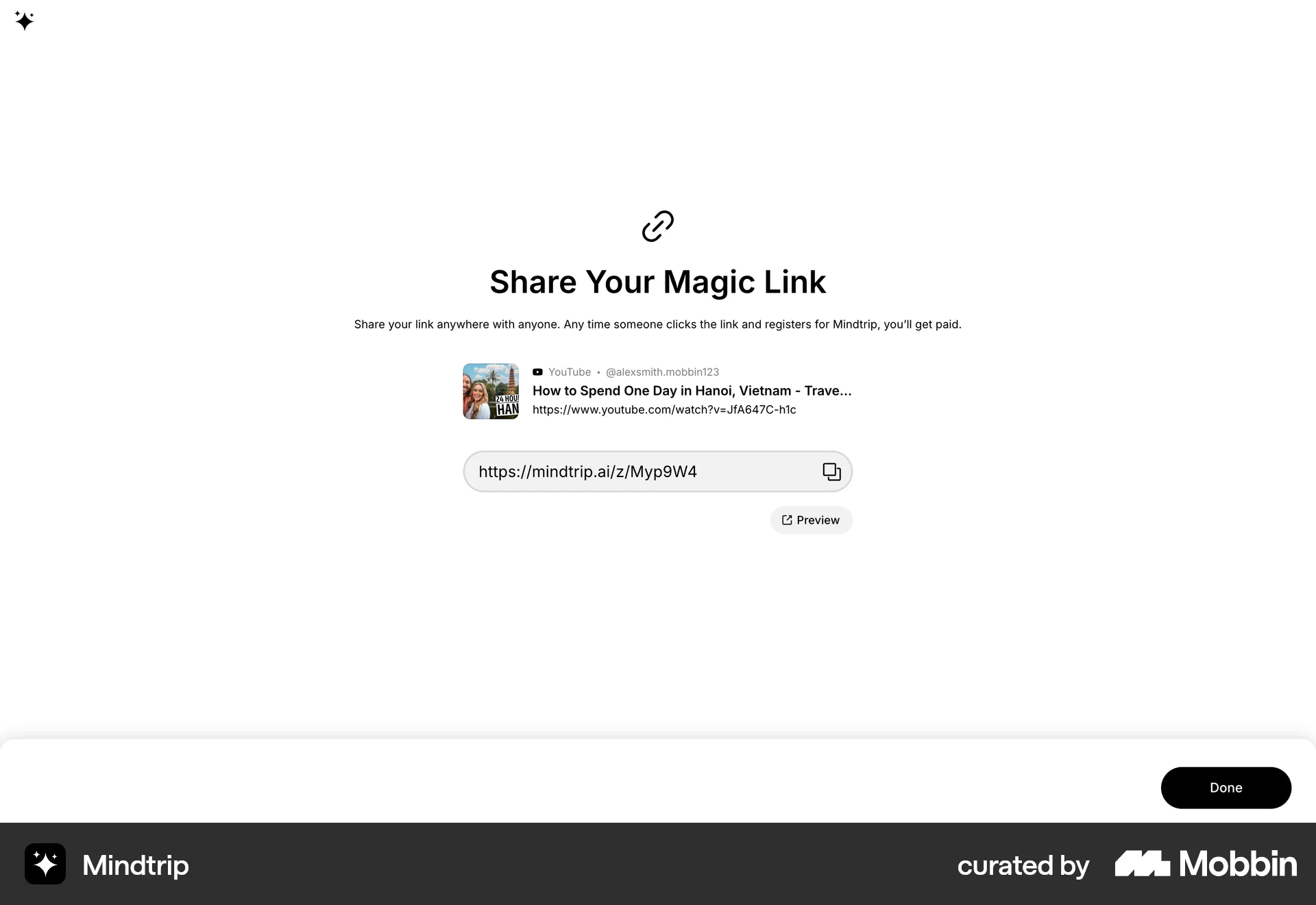 Mindtrip Web Share screen