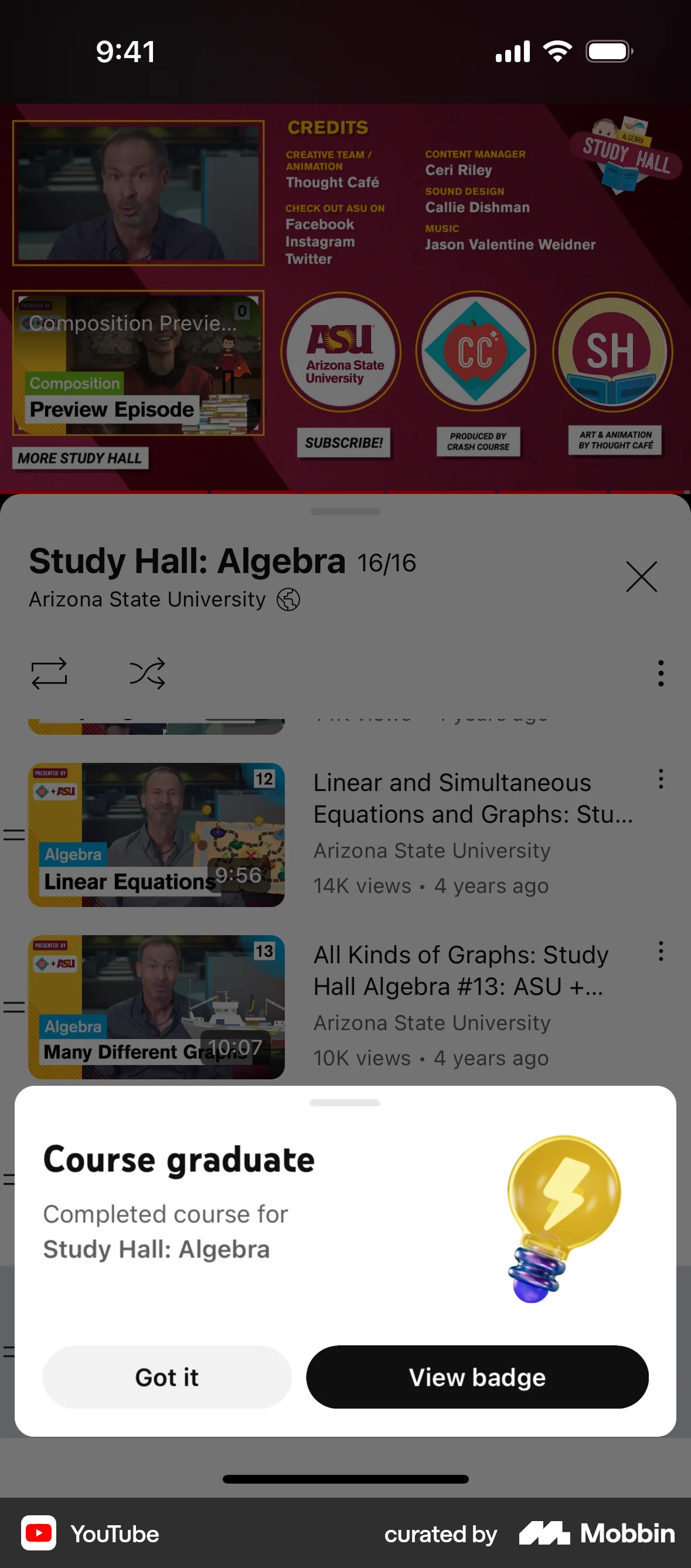 YouTube iOS Achievements & Awards screen