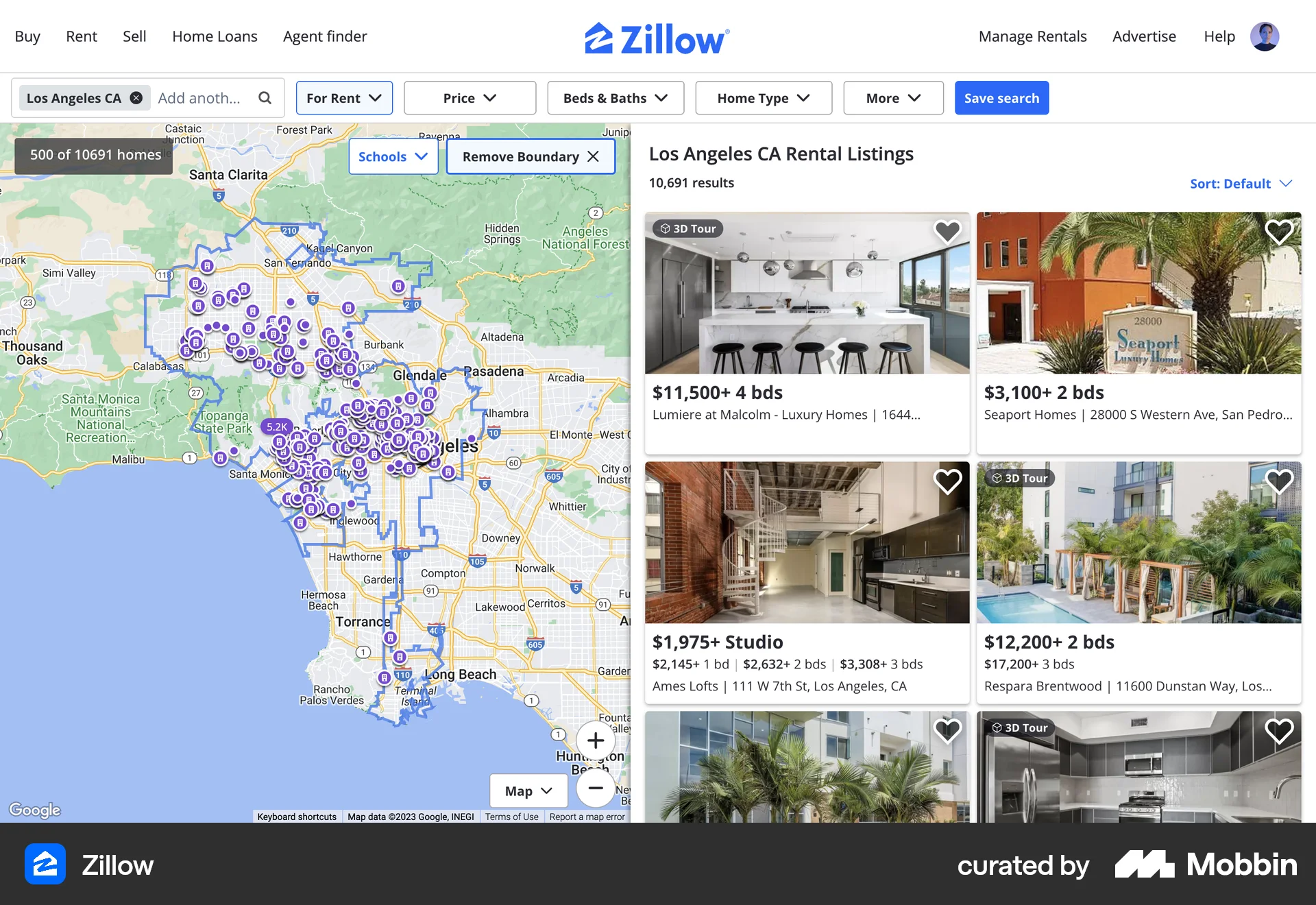 Zillow Web Real Estate App screen