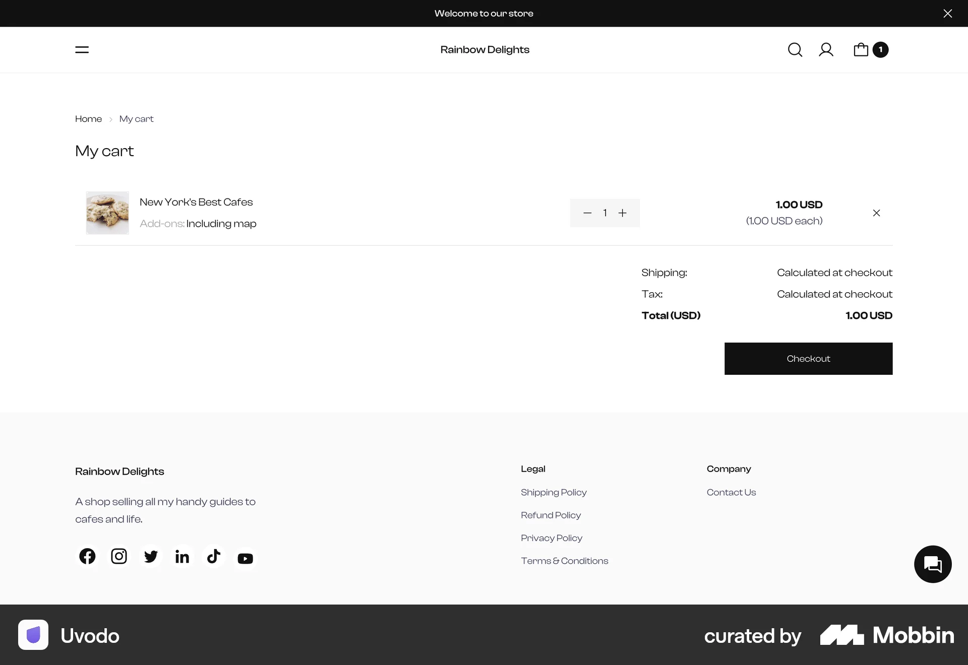 Uvodo Web Web Shopping Cart screen
