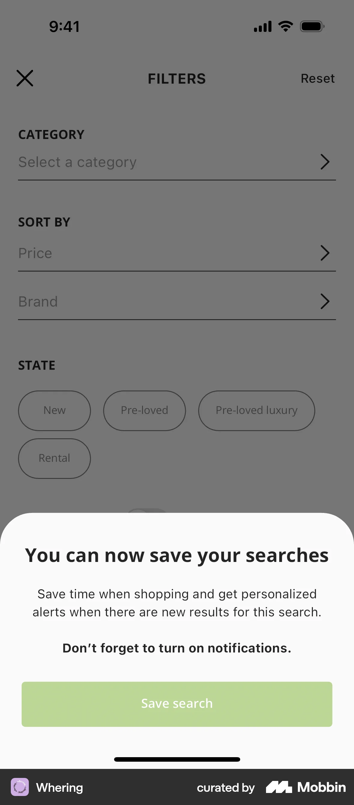 Whering iOS Feature Info screen