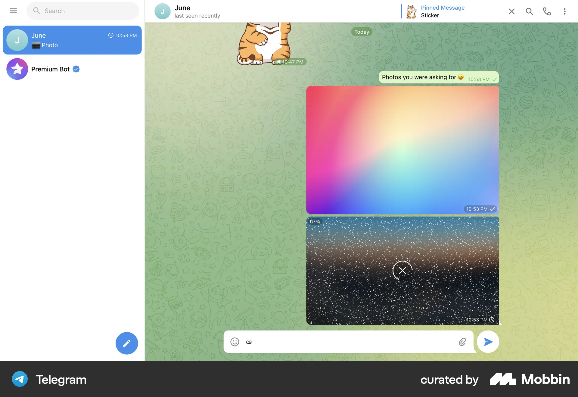 Telegram Web Communication App screen