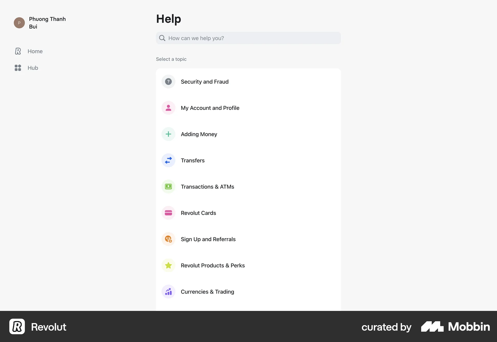 Revolut Web Help & Support screen