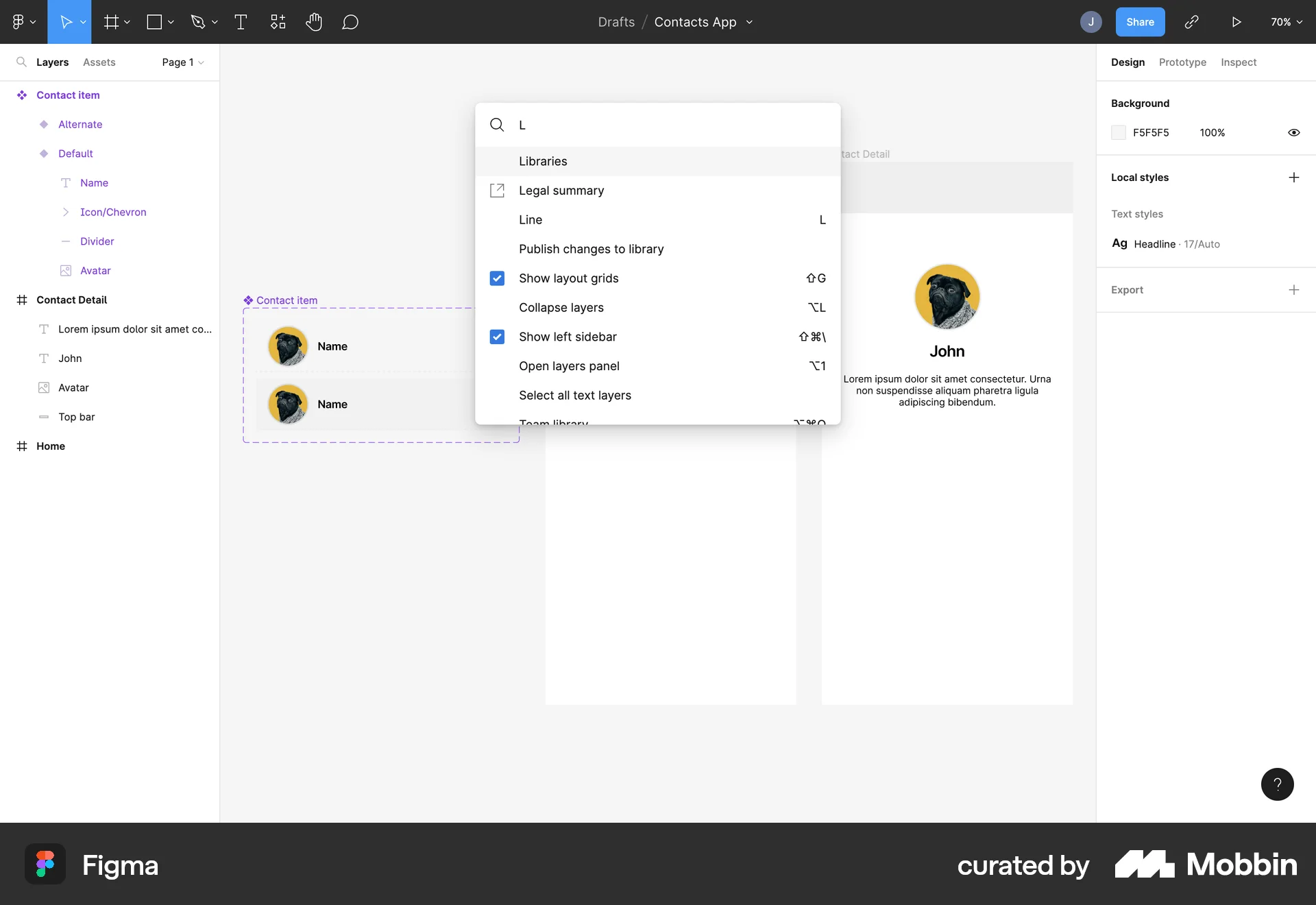 Figma Web Command Palette screen