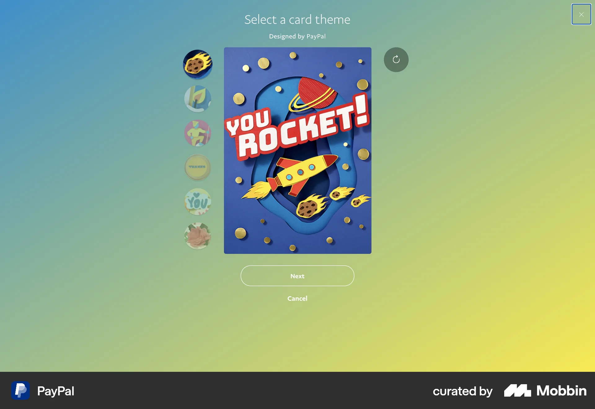 PayPal Web Select screen