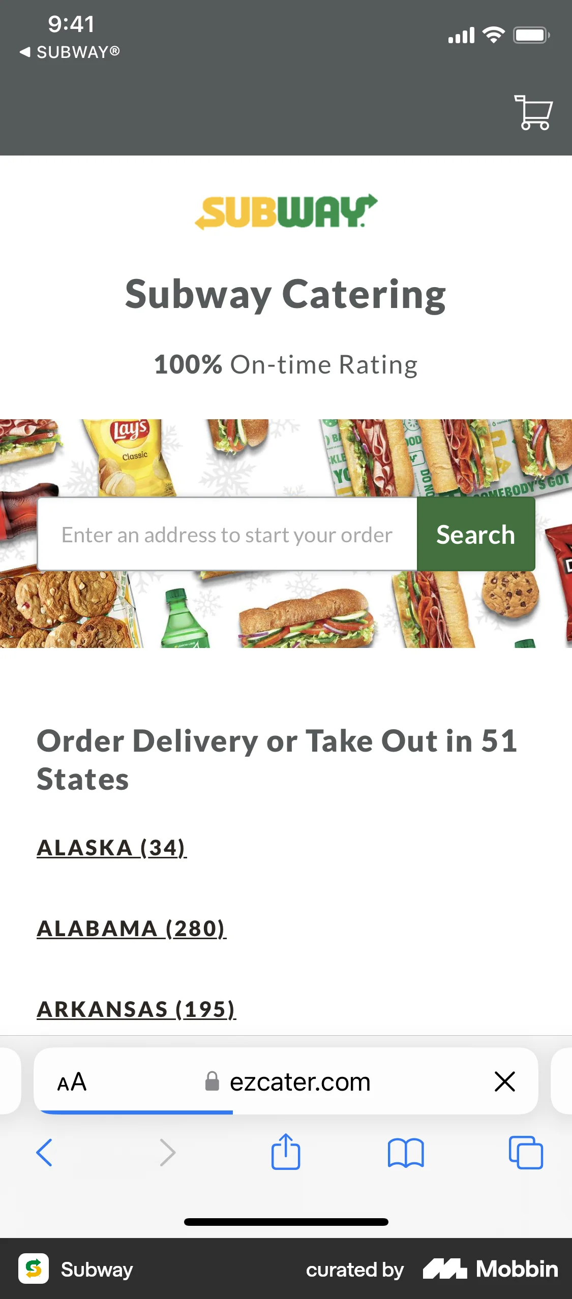 Subway iOS Other Content screen