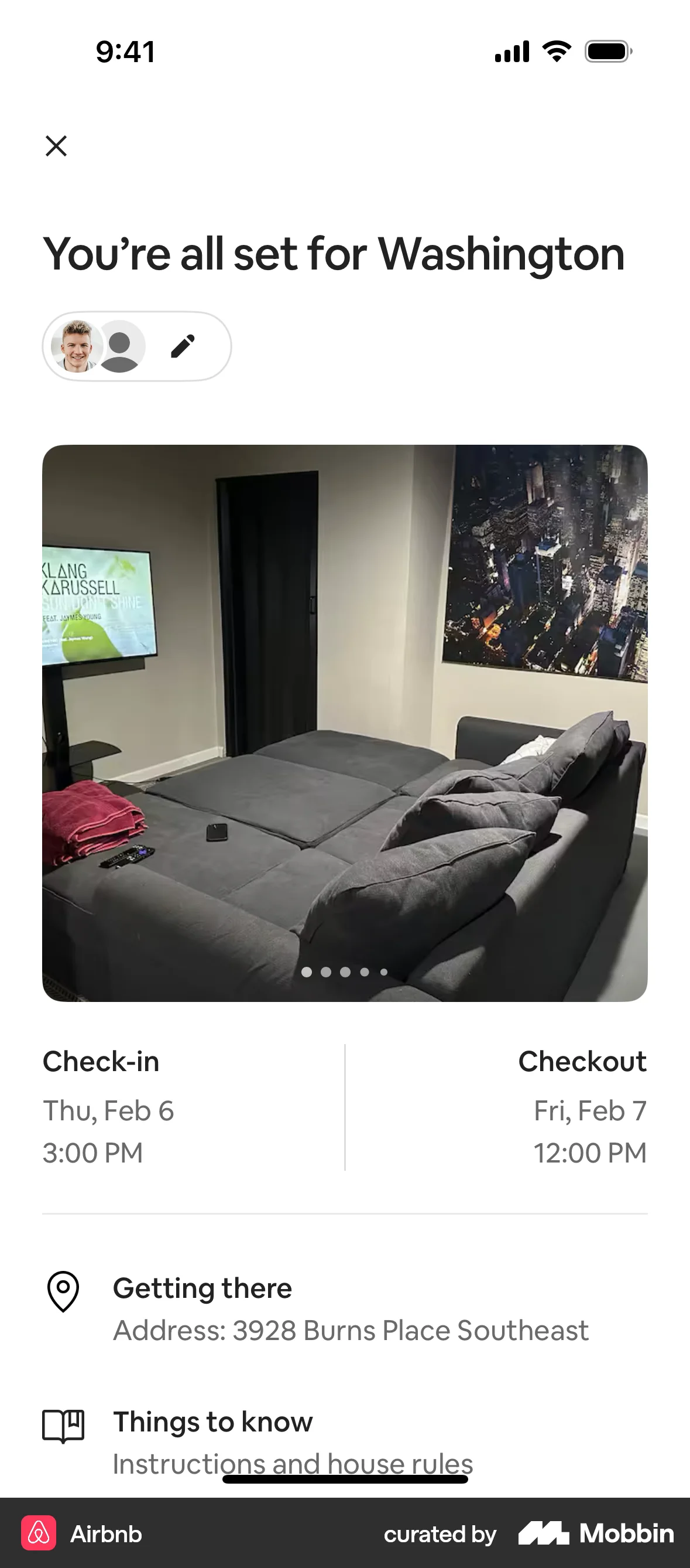 Airbnb iOS Order Detail screen