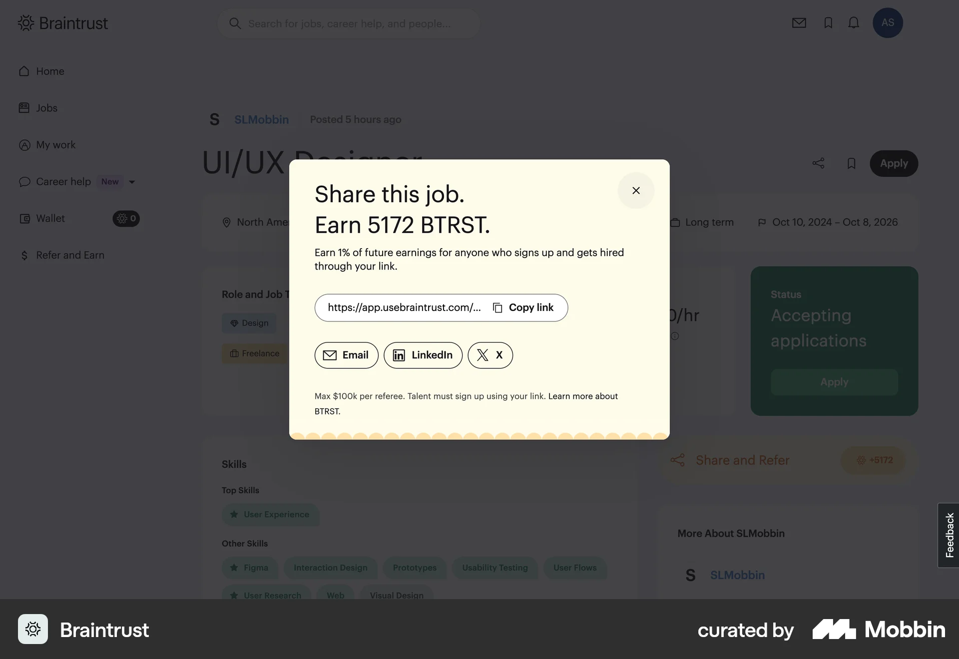 Braintrust Web Share screen