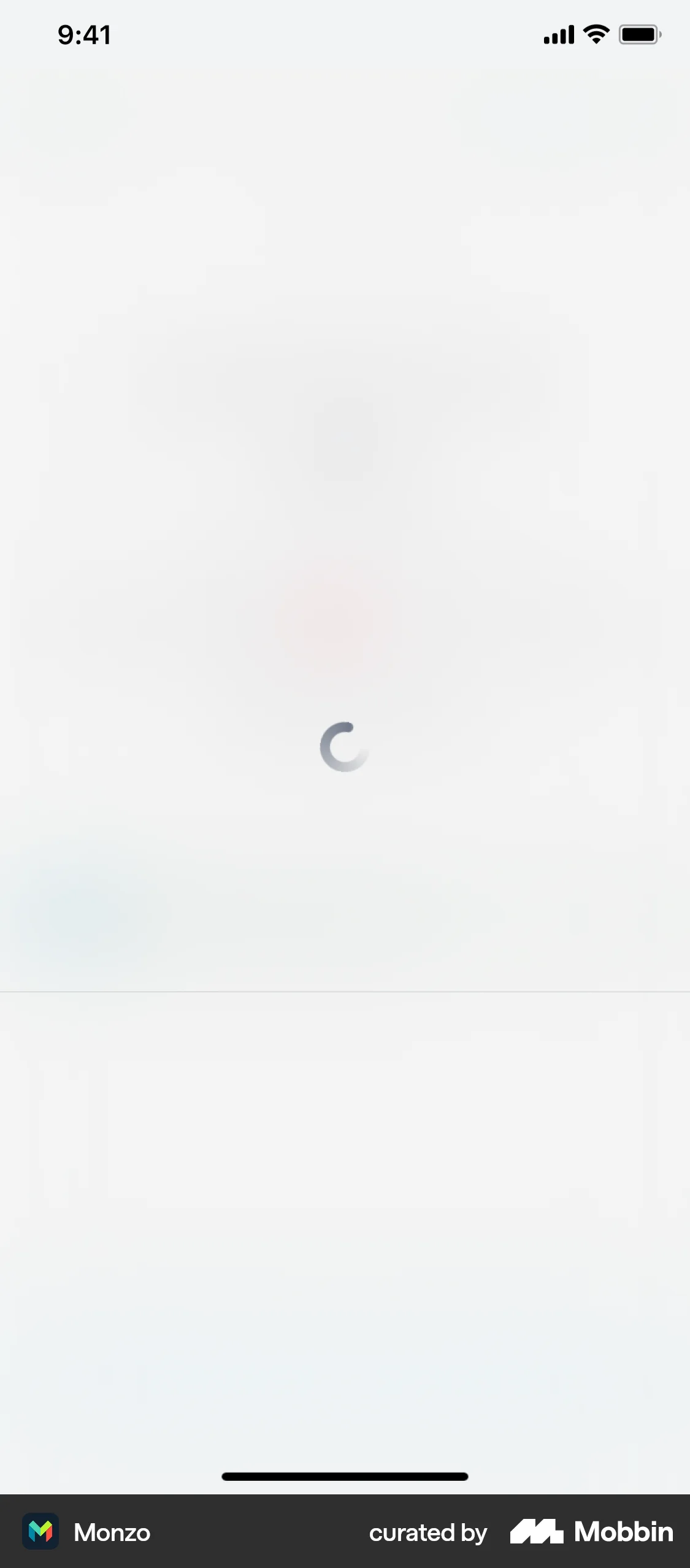 Monzo iOS screen containing Spinner UI UI element
