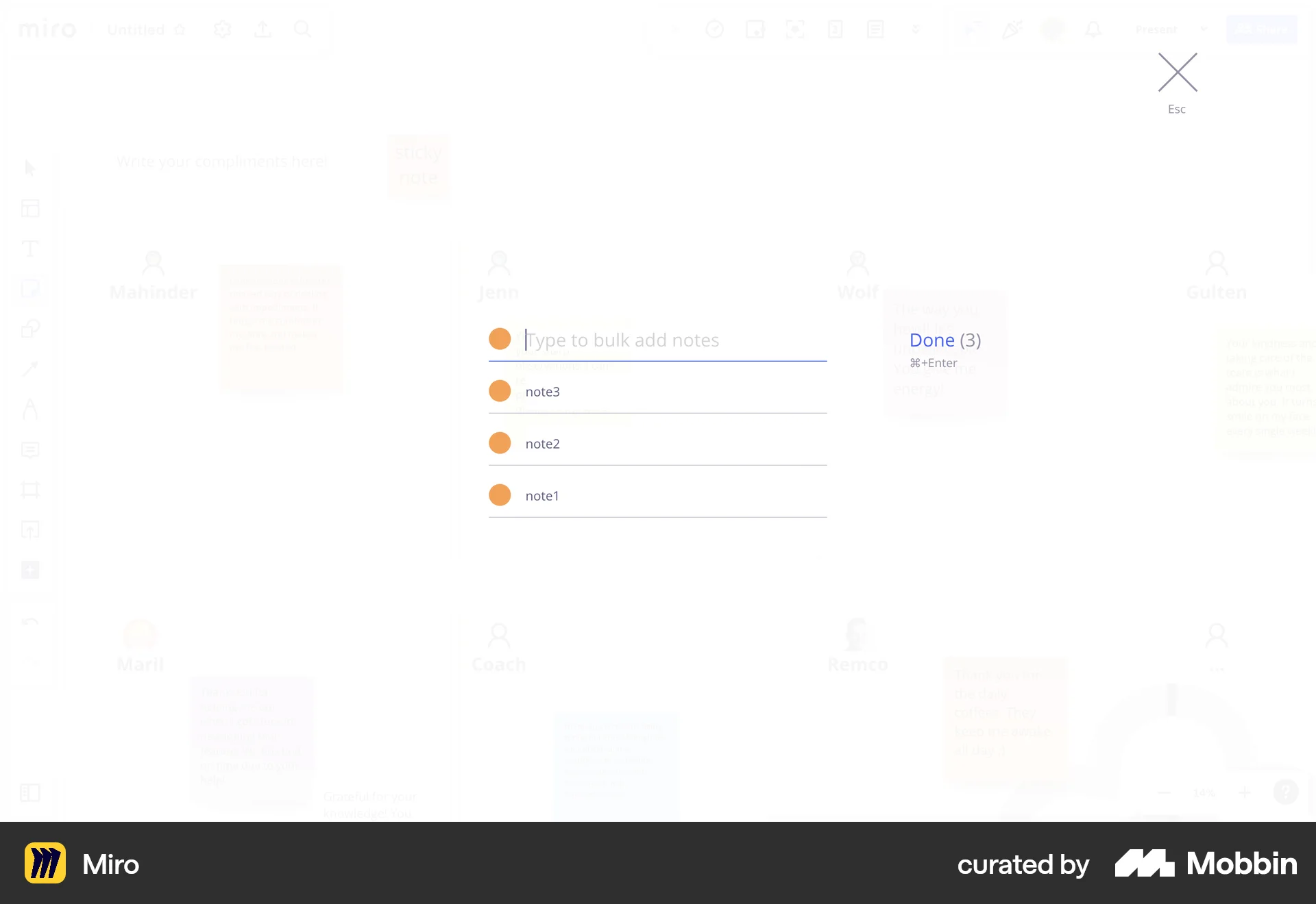 Miro Web screen containing Full-Screen Overlay UI element