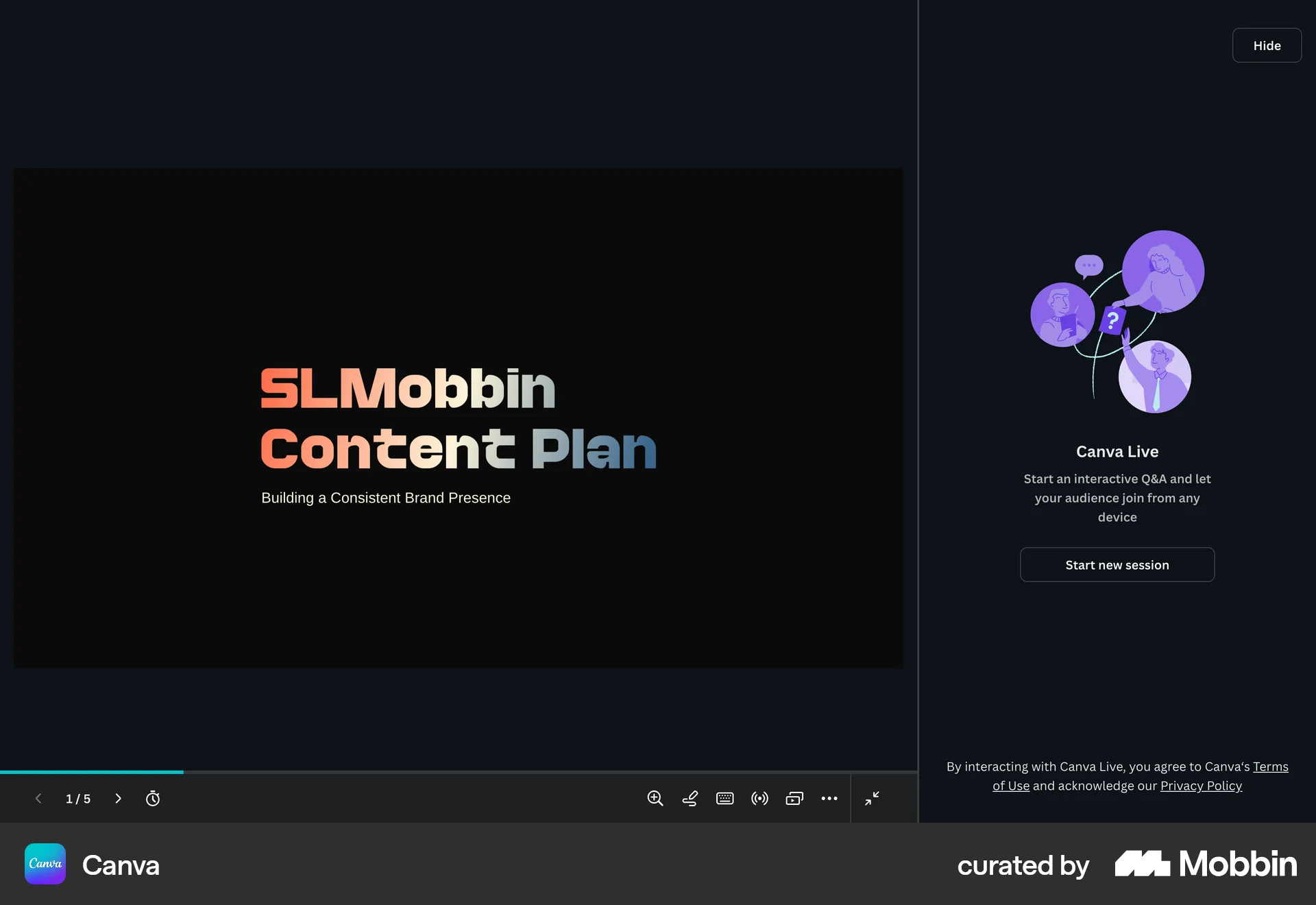 Canva Web Feature Info screen
