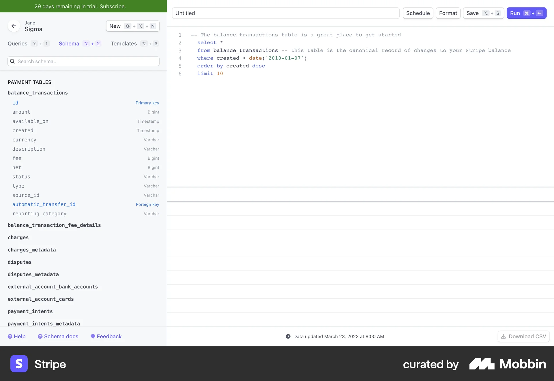 Stripe Web screen containing Side Navigation UI element