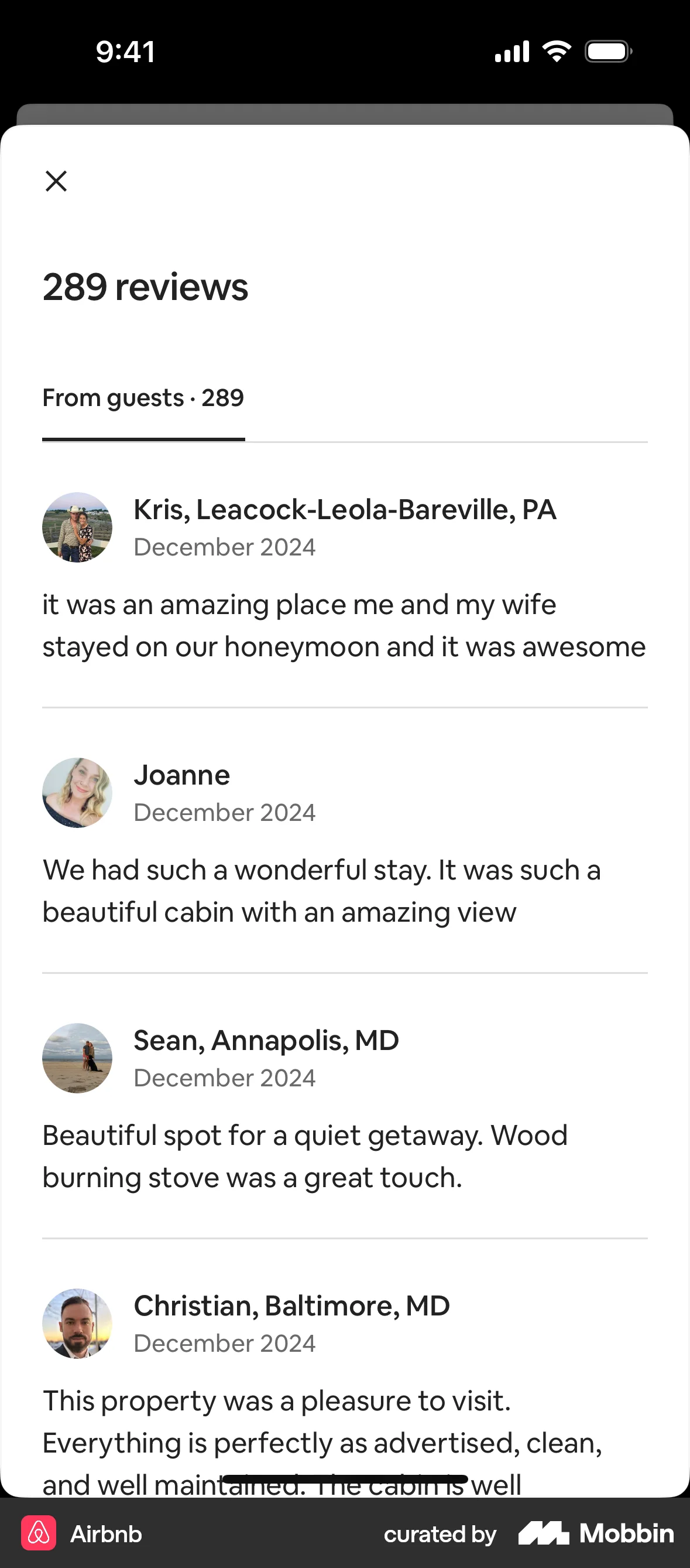 Airbnb iOS Reviews & Ratings screen