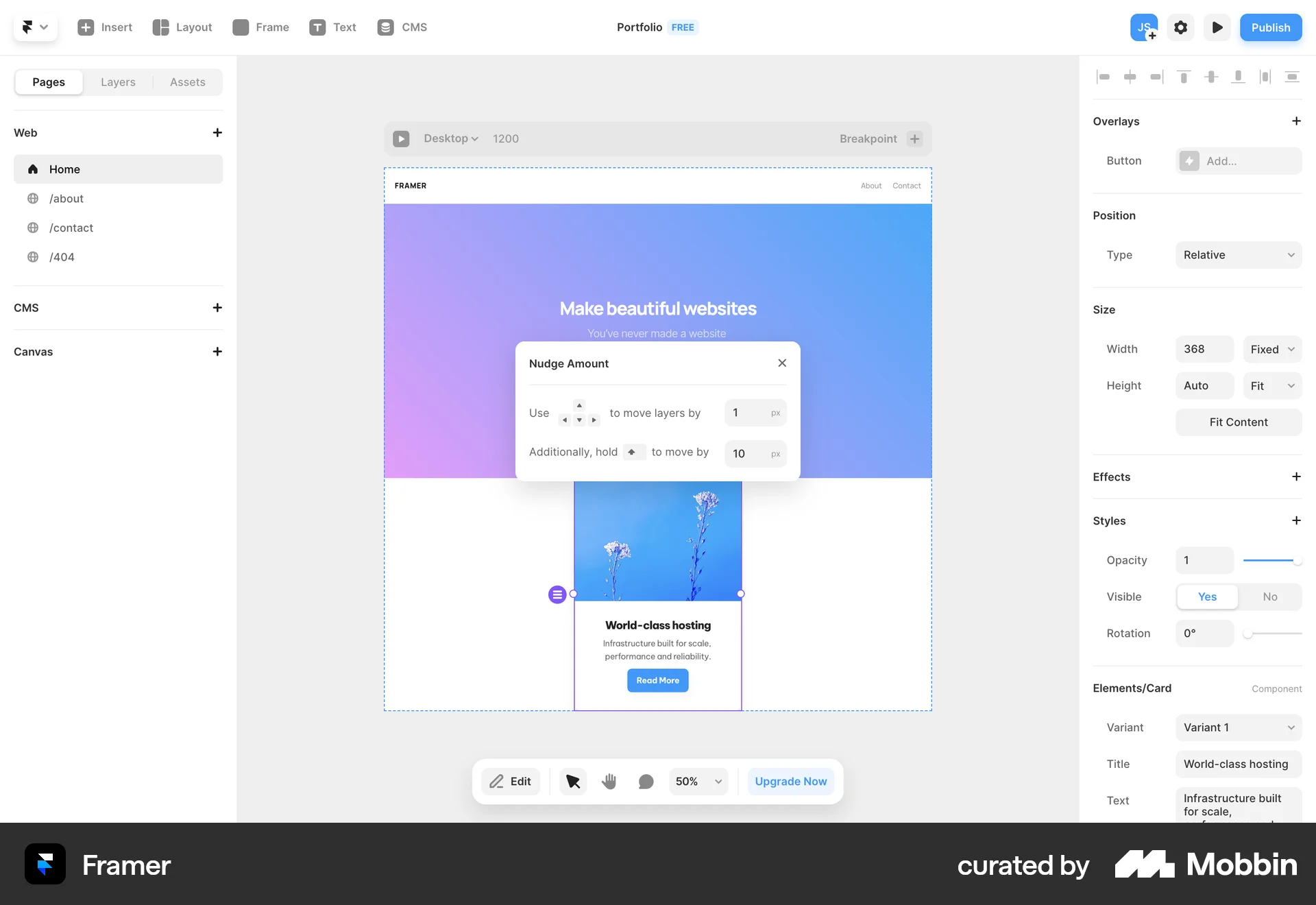 Framer Web screen containing Keyboard Key UI element