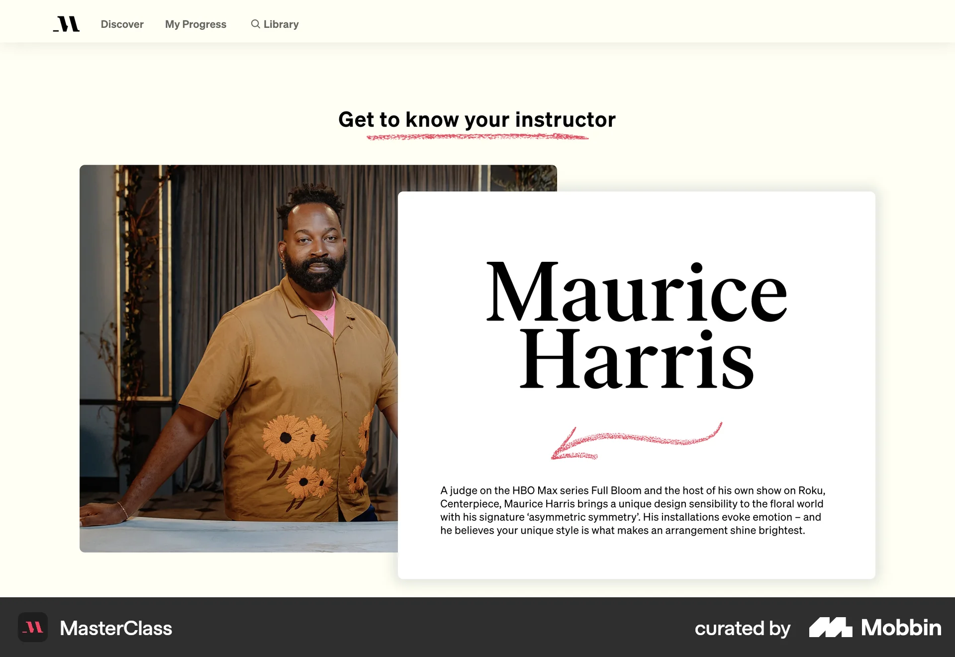 MasterClass Web Class & Lesson Detail screen