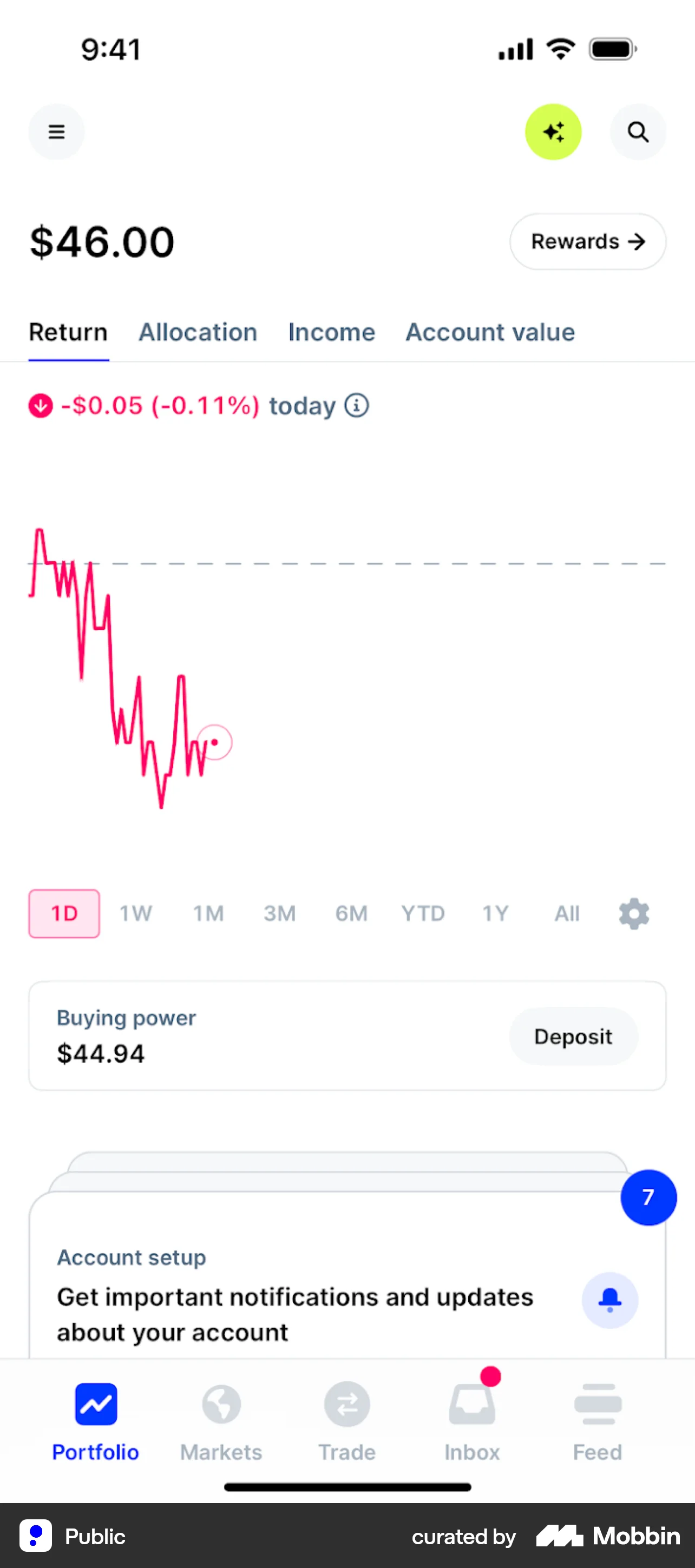 Public iOS Bank App Design screen