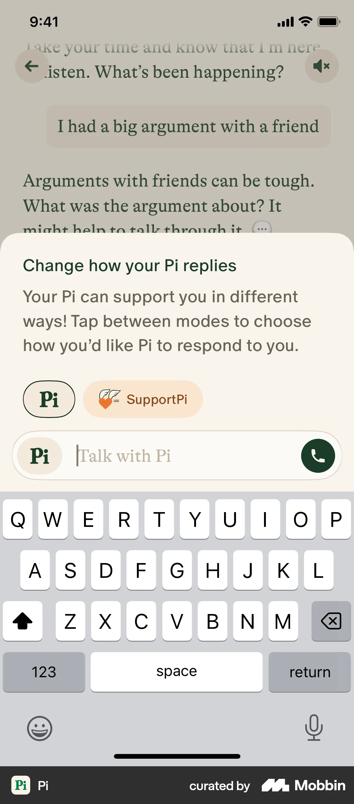 Pi iOS Chat Detail screen