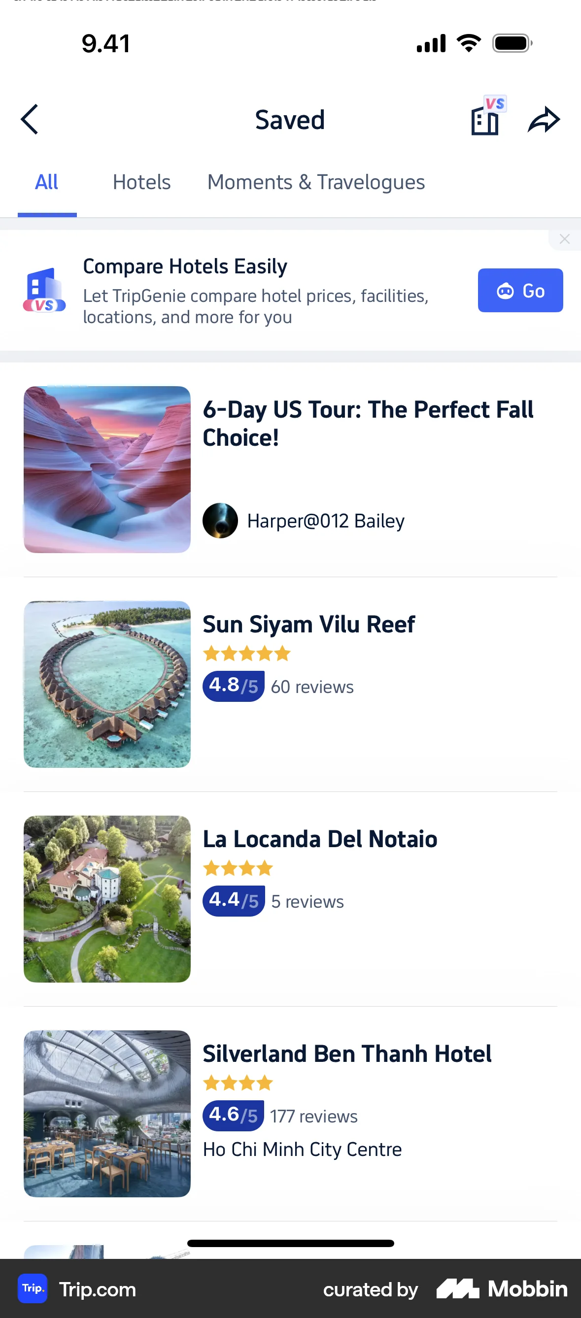 Trip.com iOS screen containing Banner UI element
