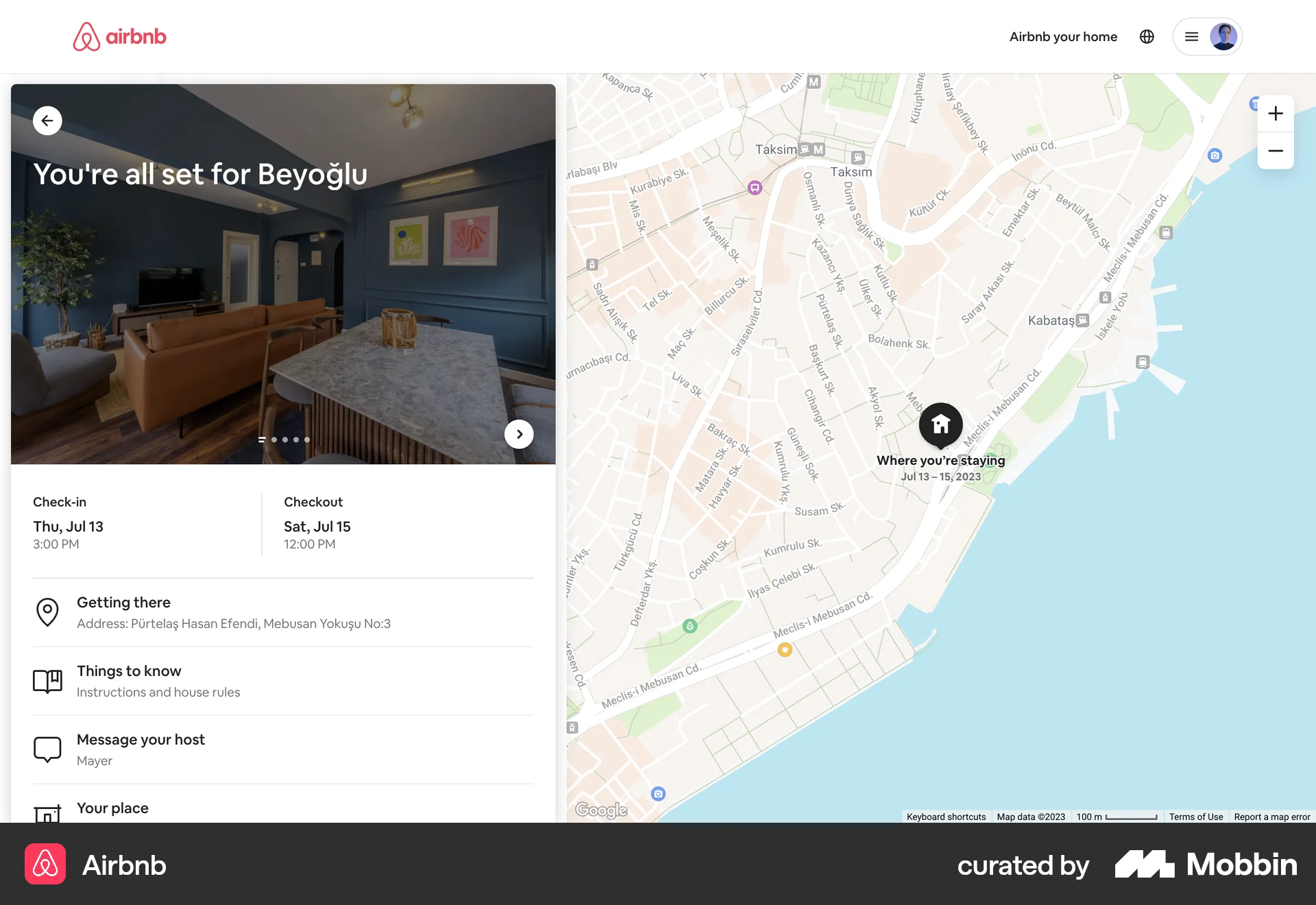 Airbnb Web screen containing Map Pin UI element