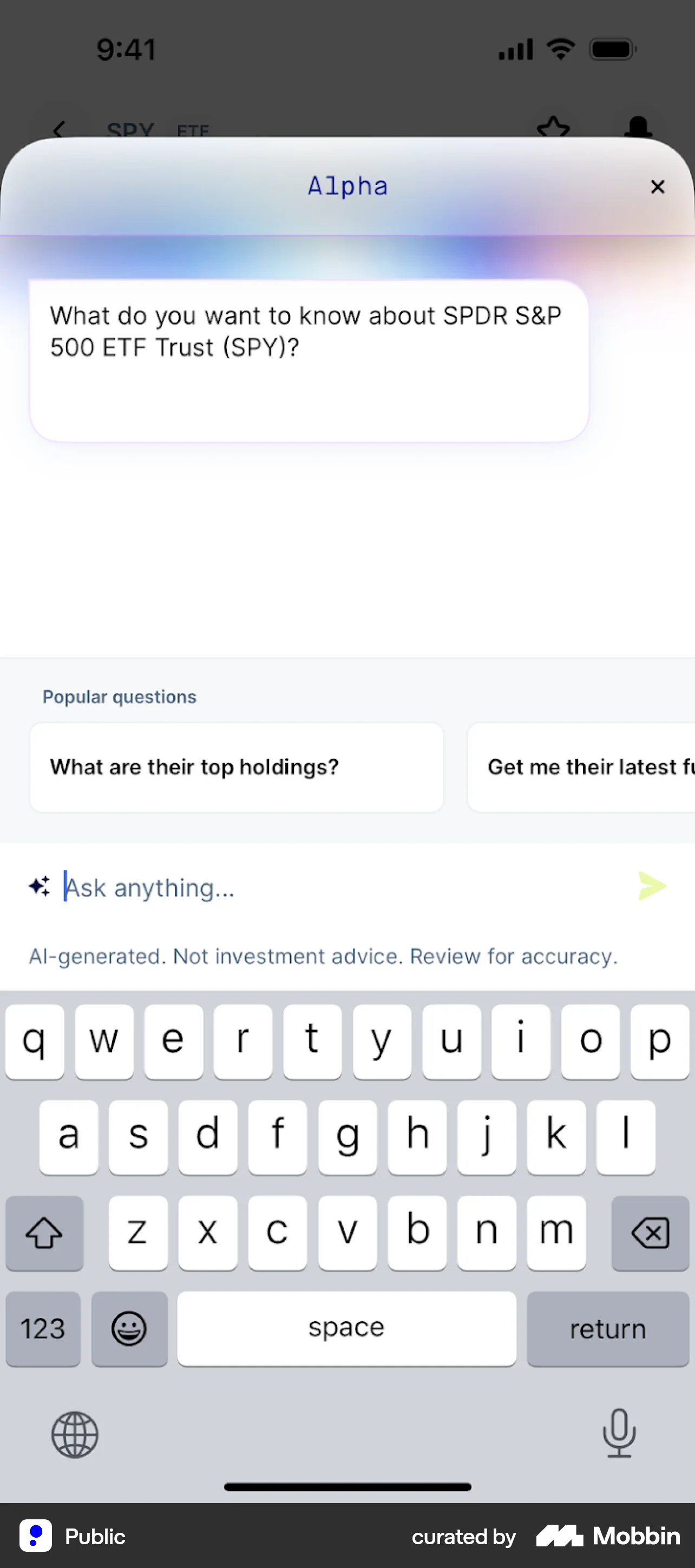 Public iOS Chat Bot screen