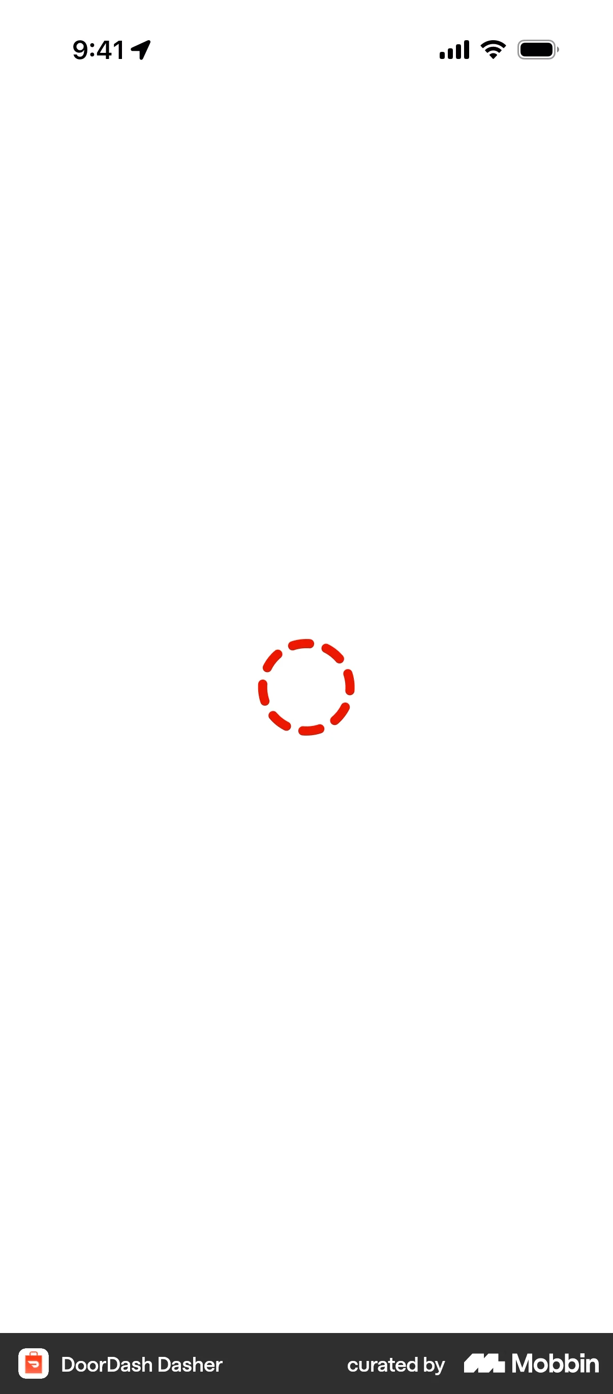 DoorDash Dasher iOS screen containing Spinner UI UI element