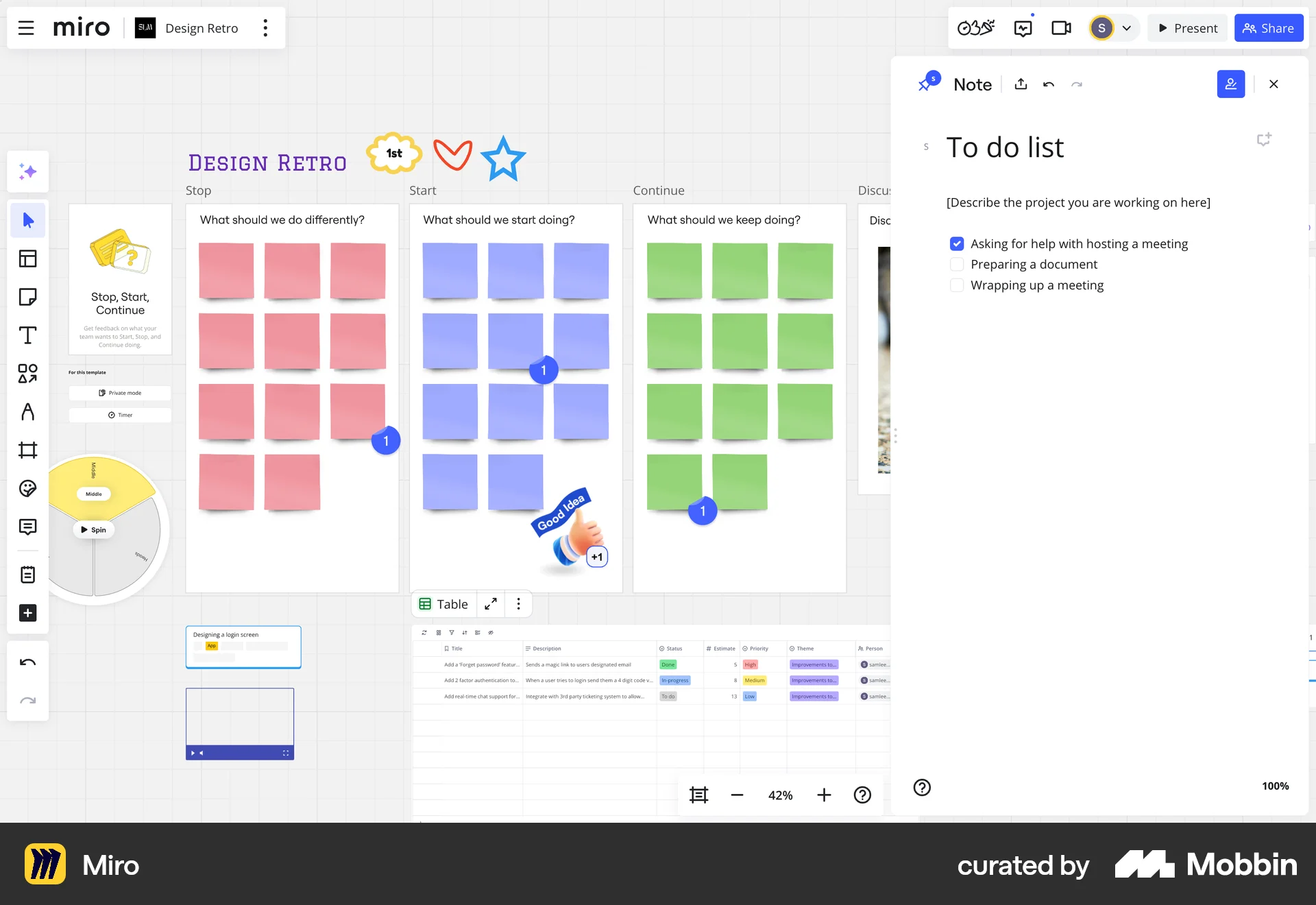 Miro Web Note Detail screen