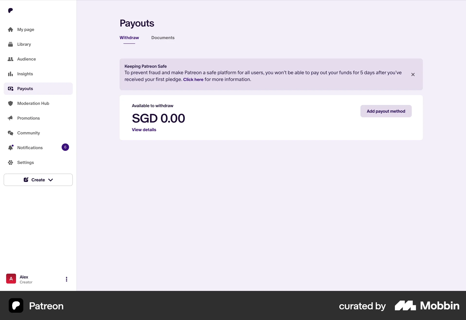 Patreon Web Wallet & Balance screen