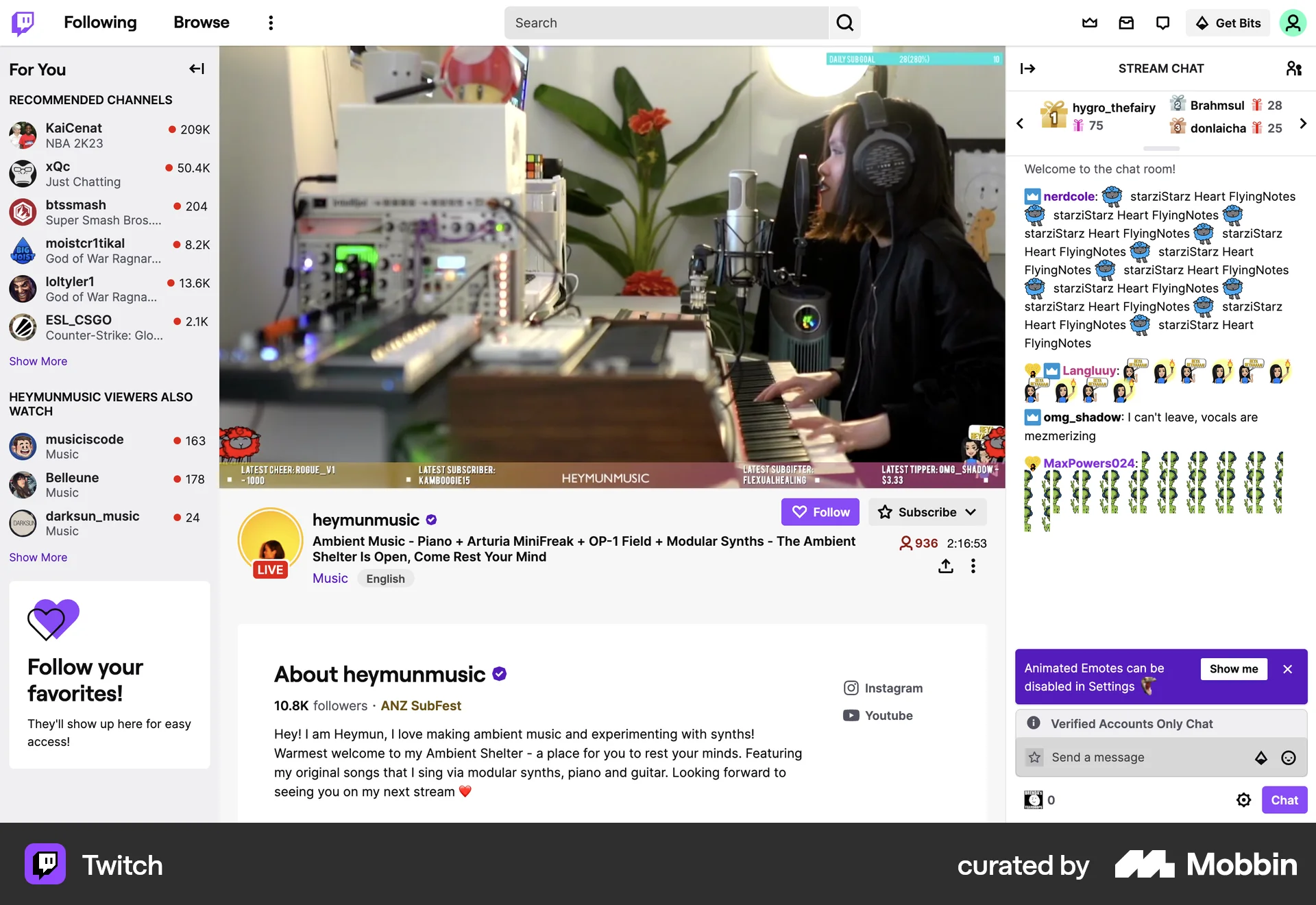 Twitch Web Other Content screen