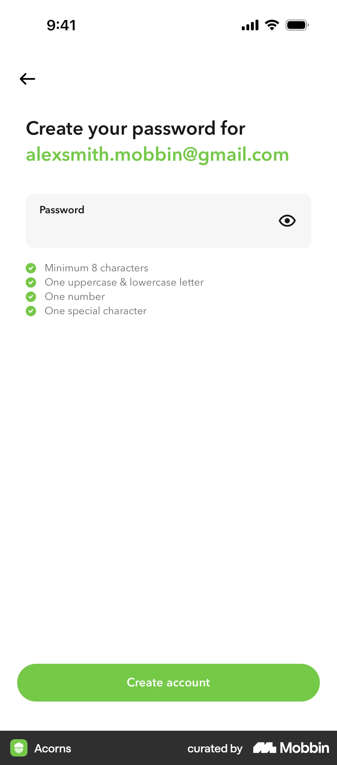 Acorns Onboarding screen