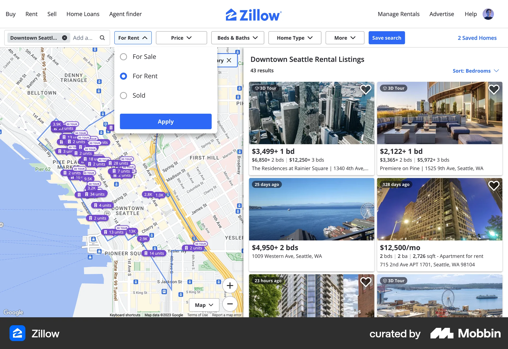Zillow Web Real Estate App screen