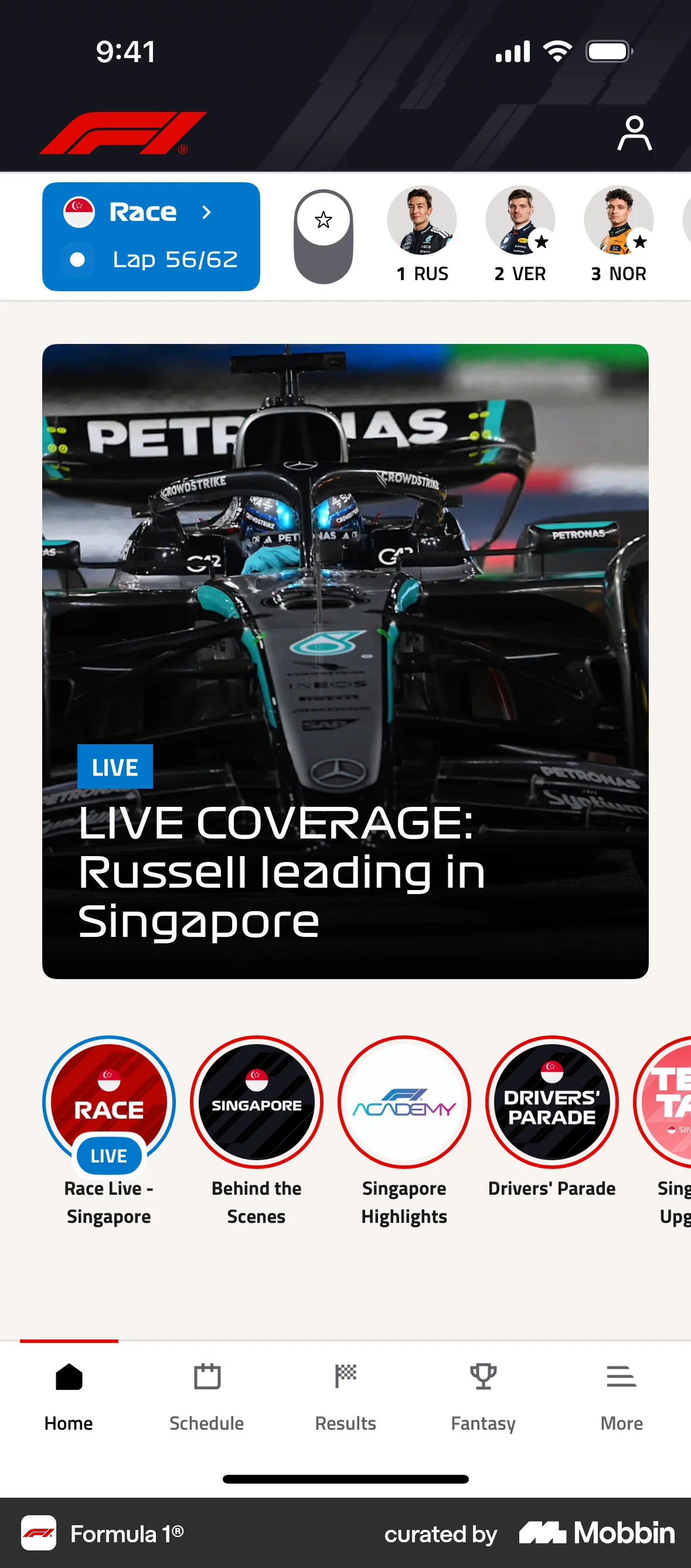 Formula 1® screen