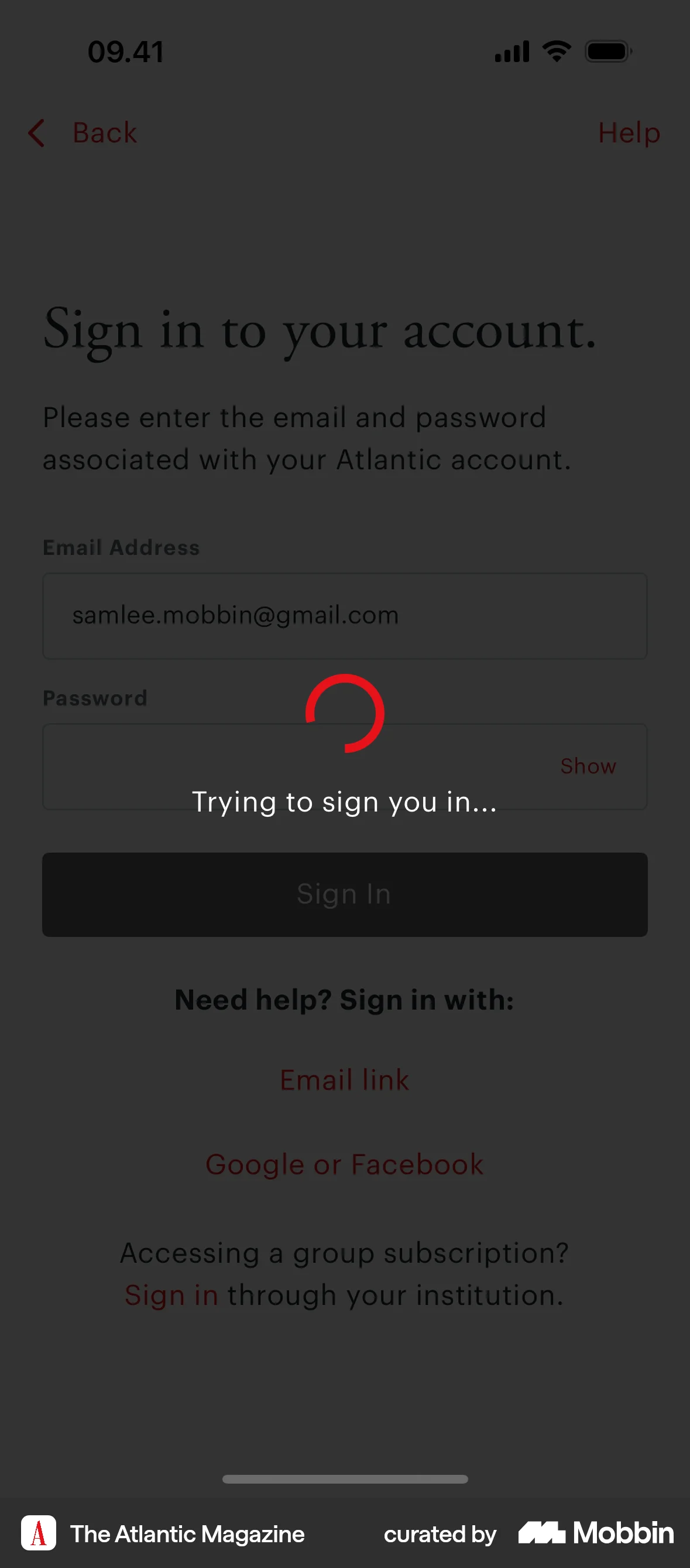 The Atlantic Magazine iOS Loading screen
