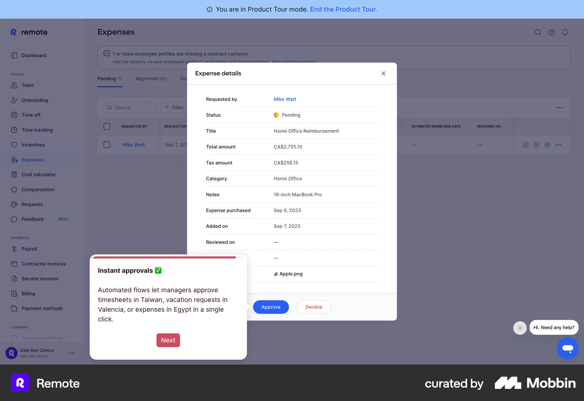 Remote Web screen containing Coach Marks UI element