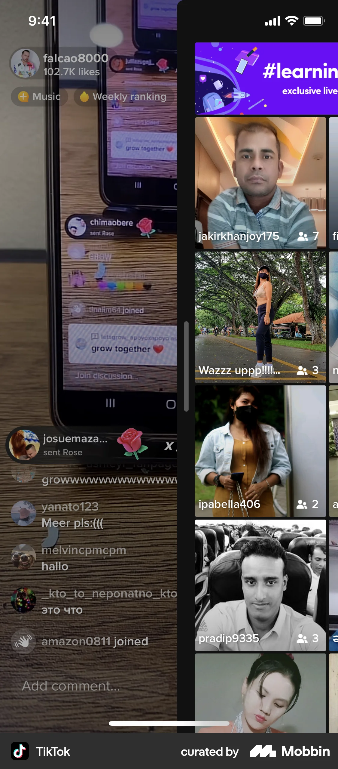 TikTok iOS screen containing Drawer UI element