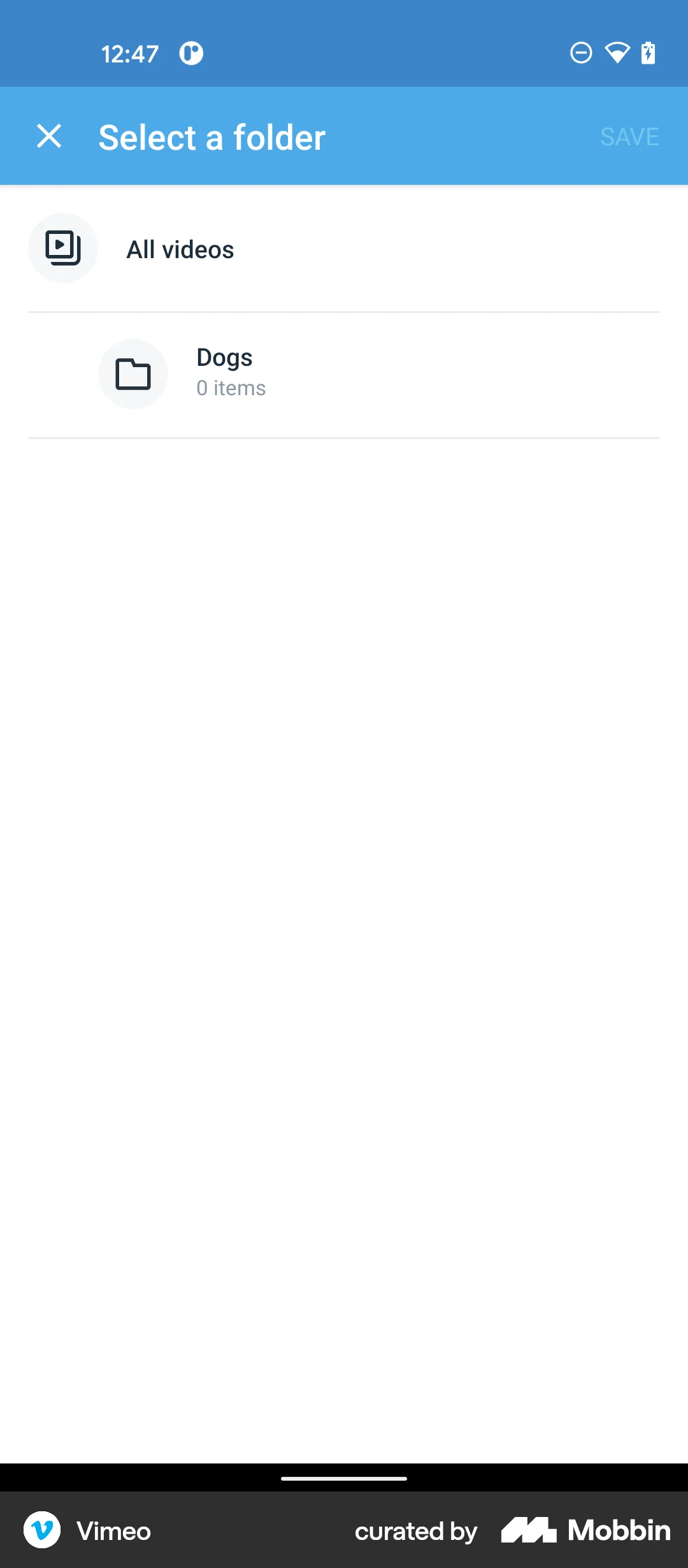 Vimeo Android Move screen