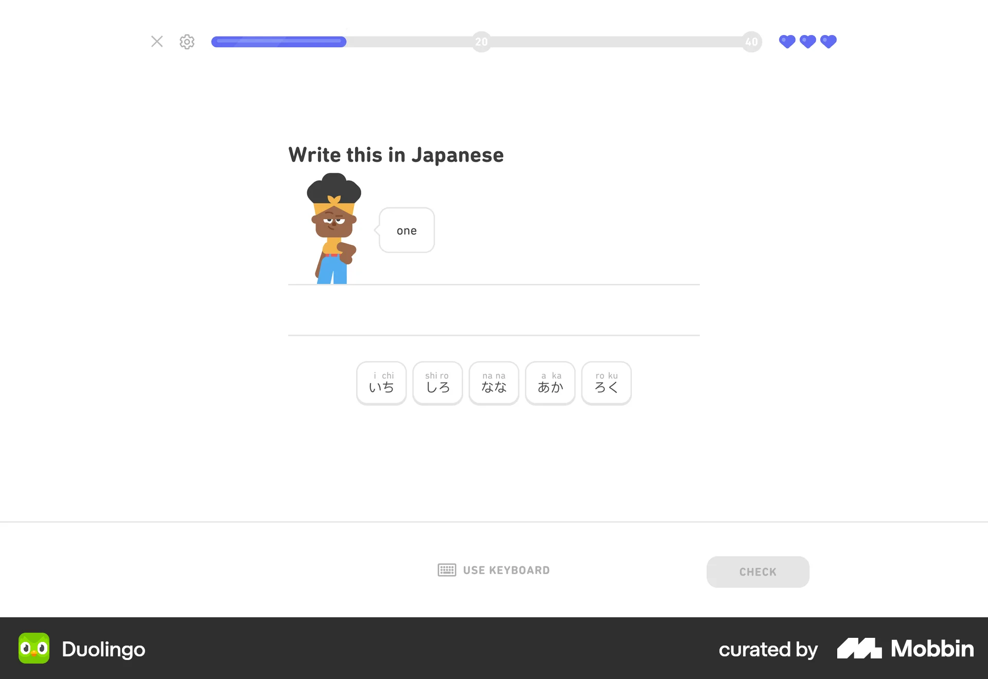 Duolingo Web Quiz screen