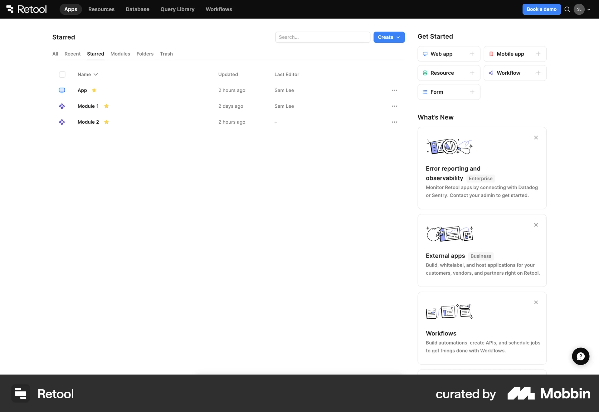 Retool Web Bookmarks & Collections screen