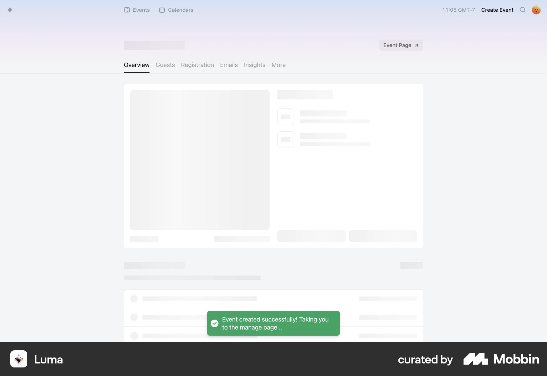Luma Web screen containing Skeleton UI element