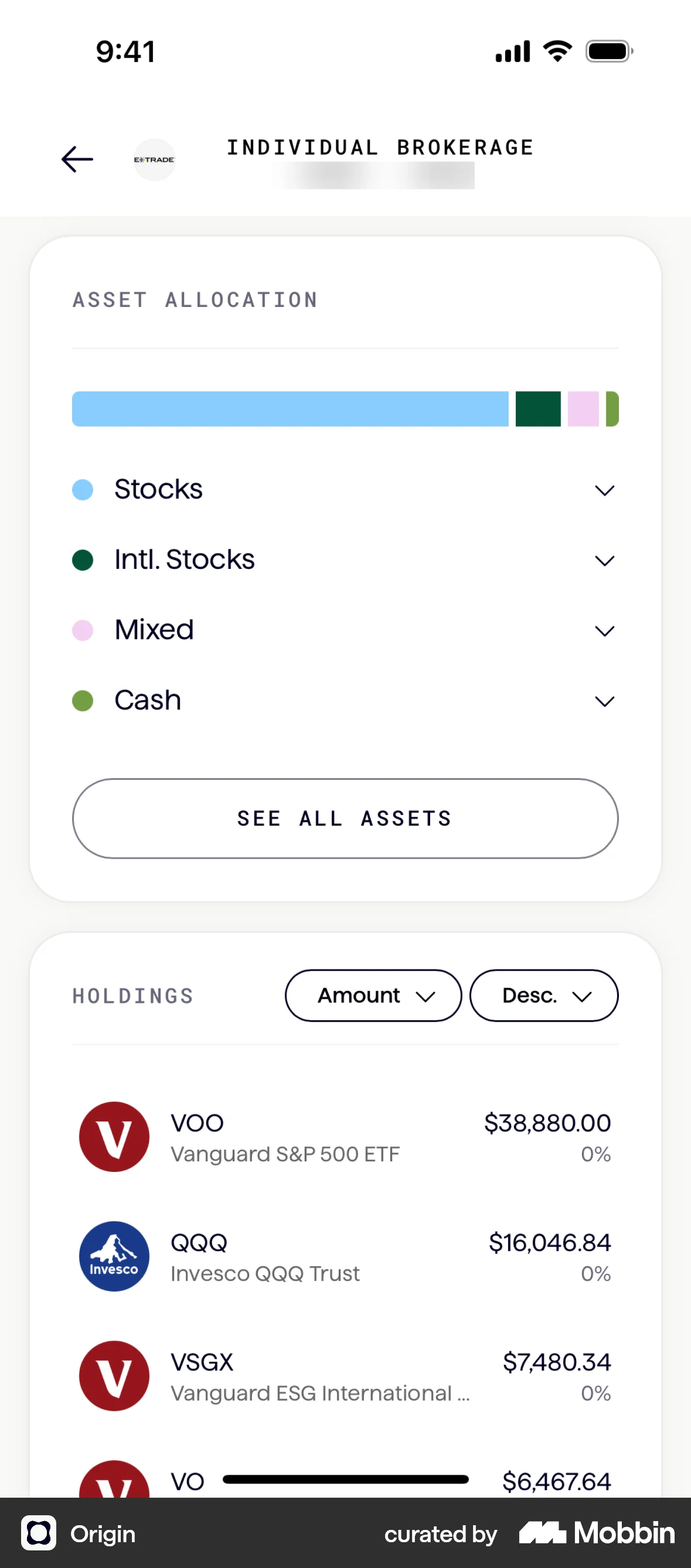 Origin iOS Charts screen