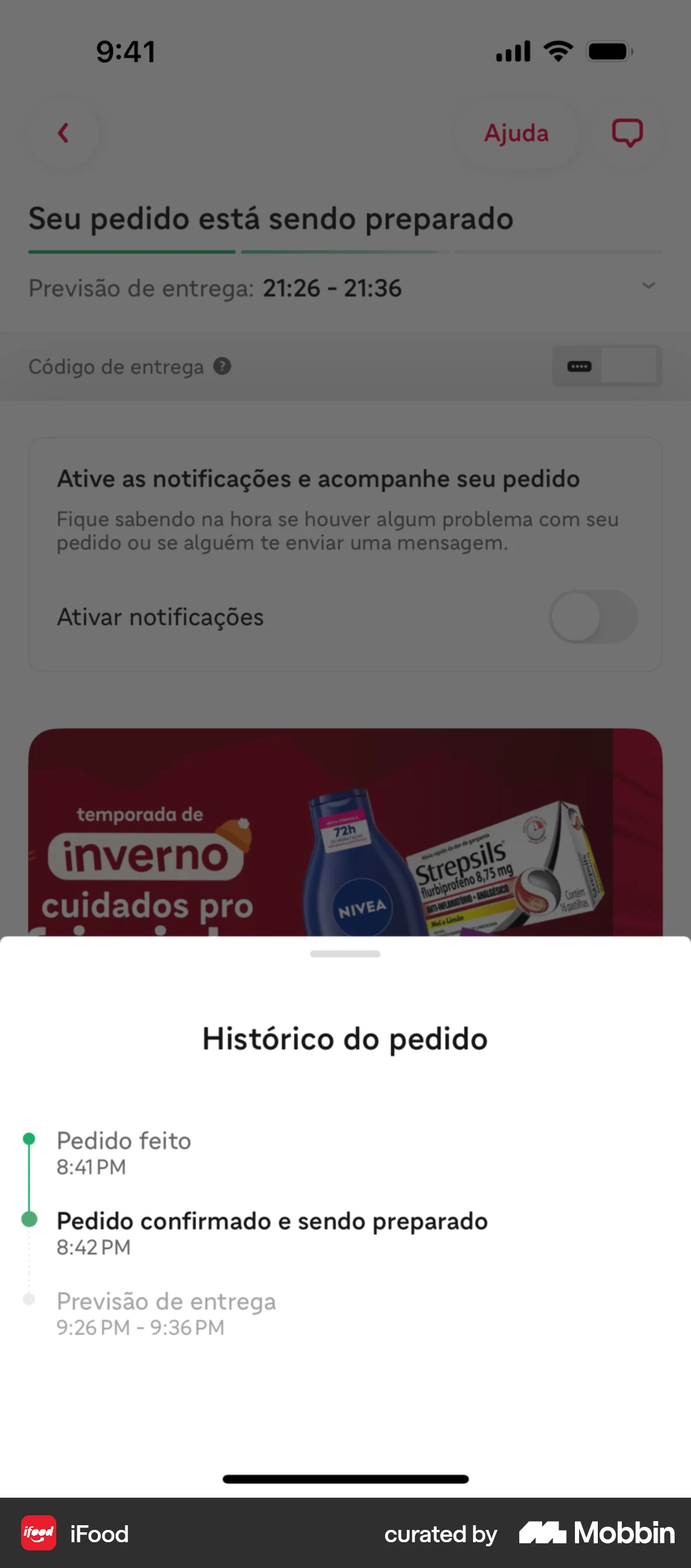 iFood iOS Progress screen
