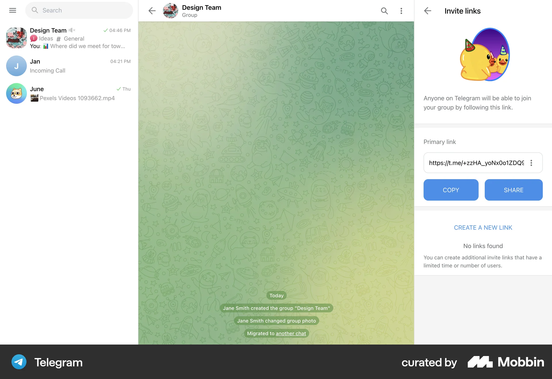 Telegram Web Share screen