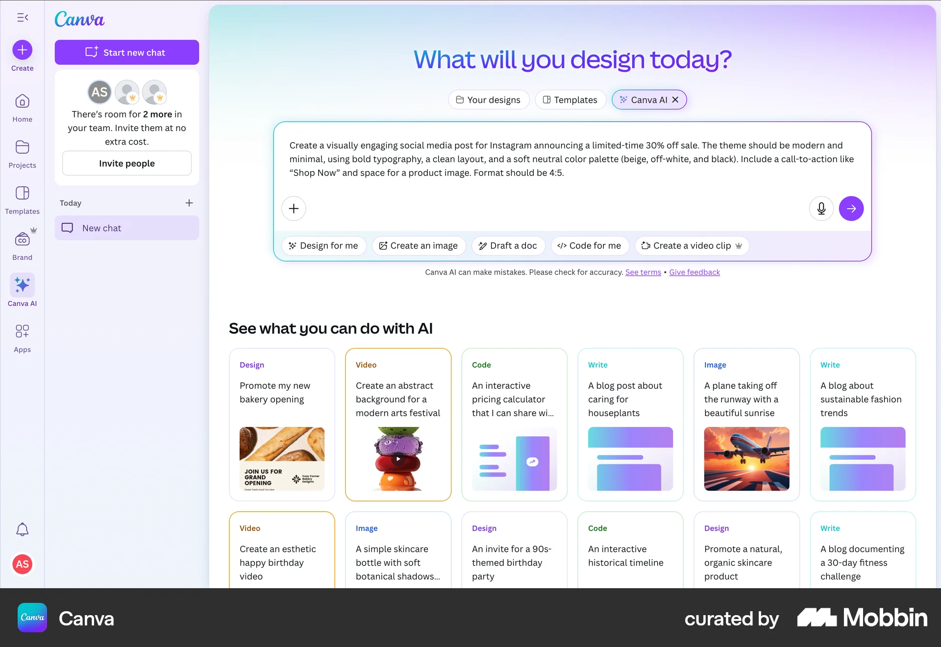 Canva Web screen containing Text Field UI element