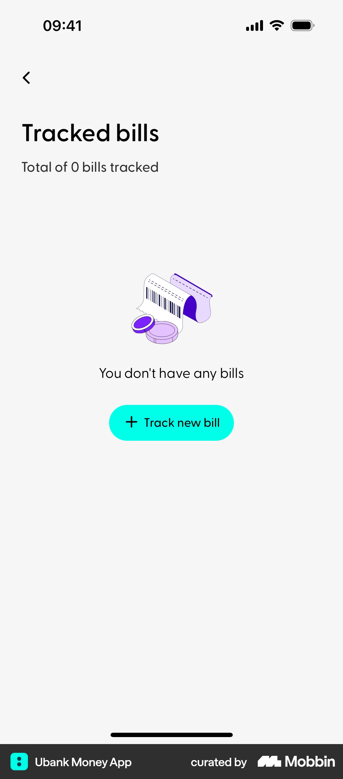 Ubank Money App iOS Empty State screen