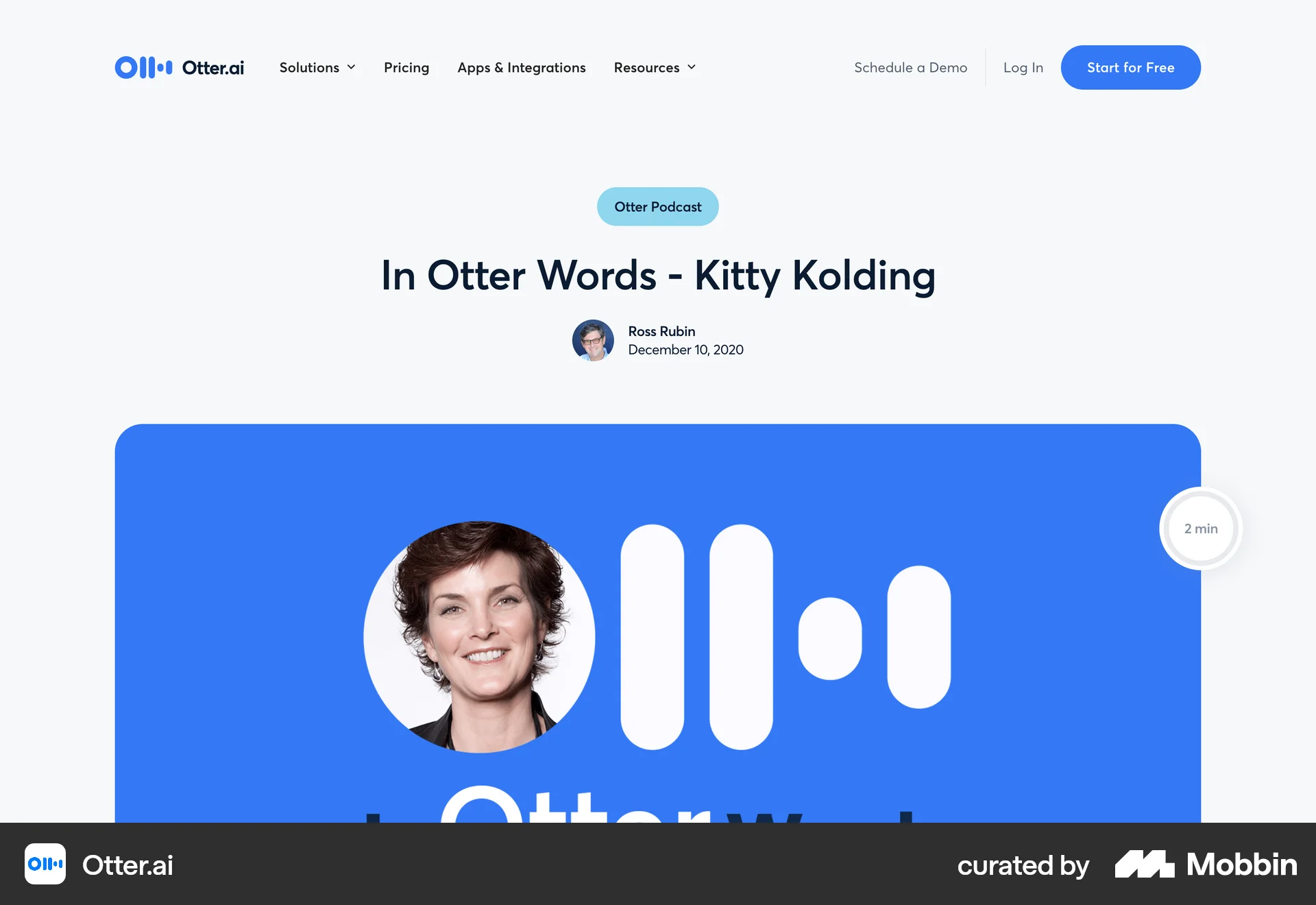 Otter.ai Web Song & Podcast Detail screen