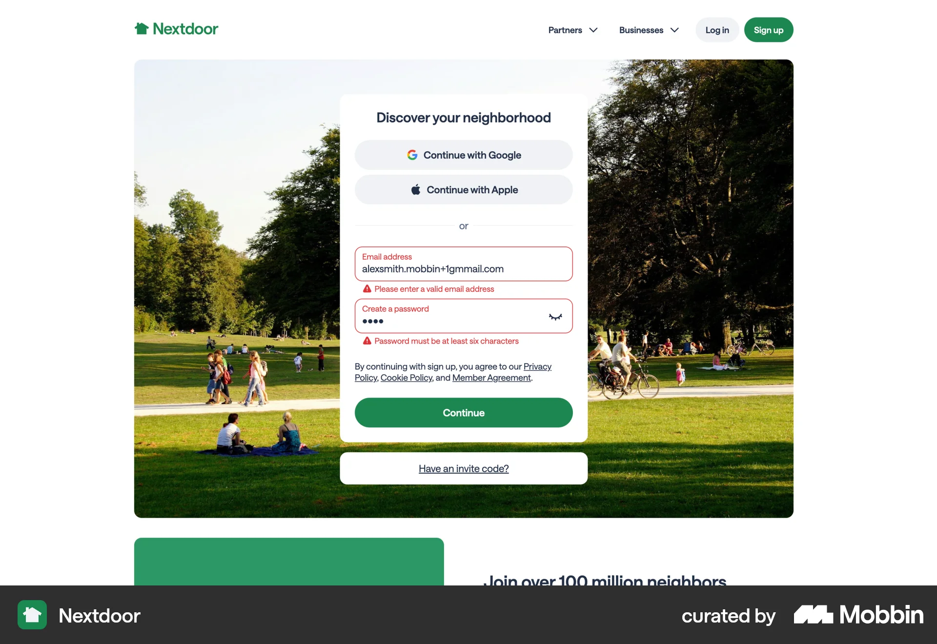 Nextdoor Web Error screen