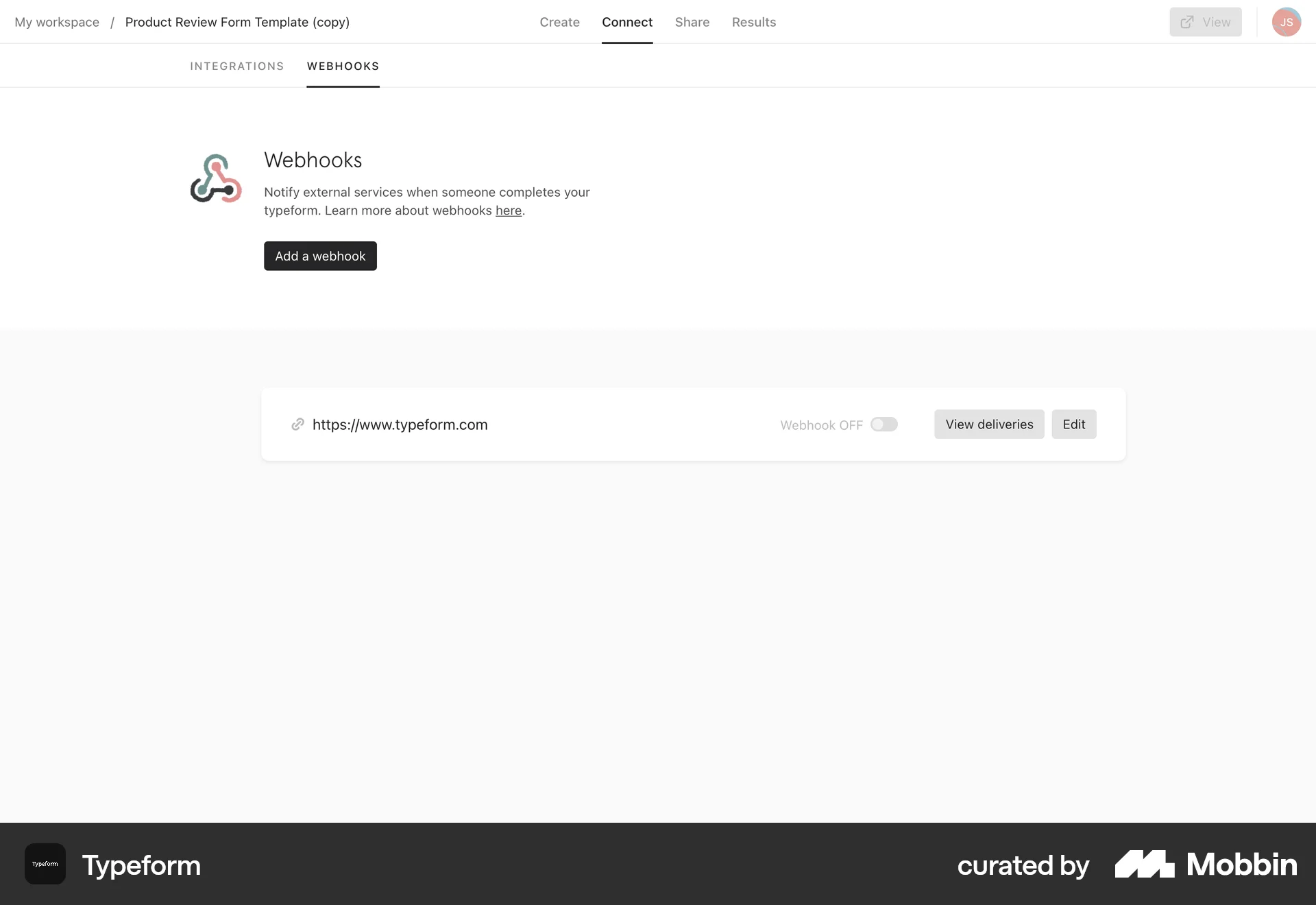 Typeform Web Internal Tool screen