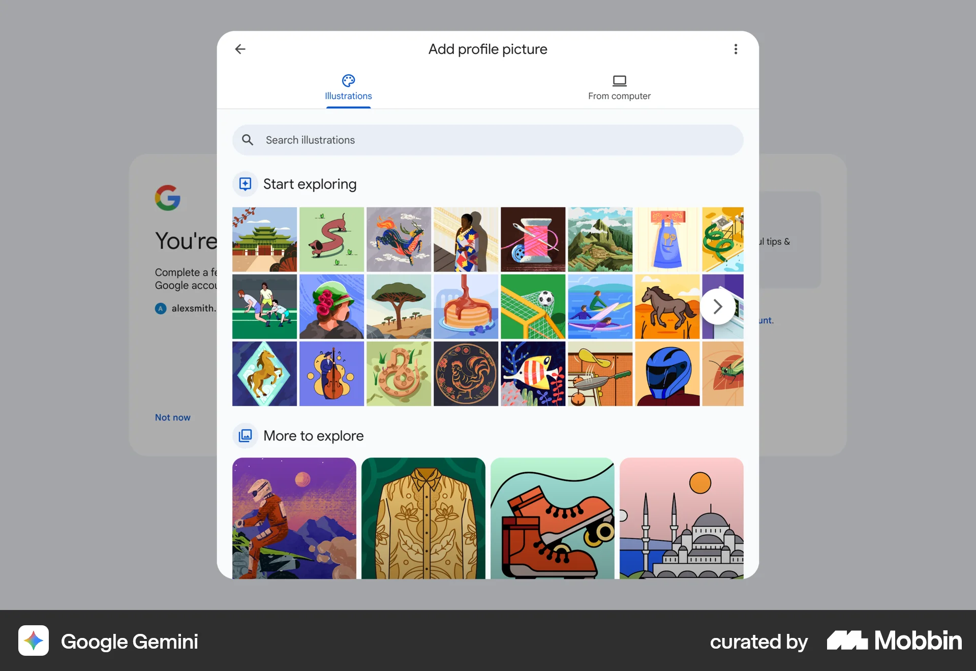 Google Gemini Web screen containing Gallery UI element