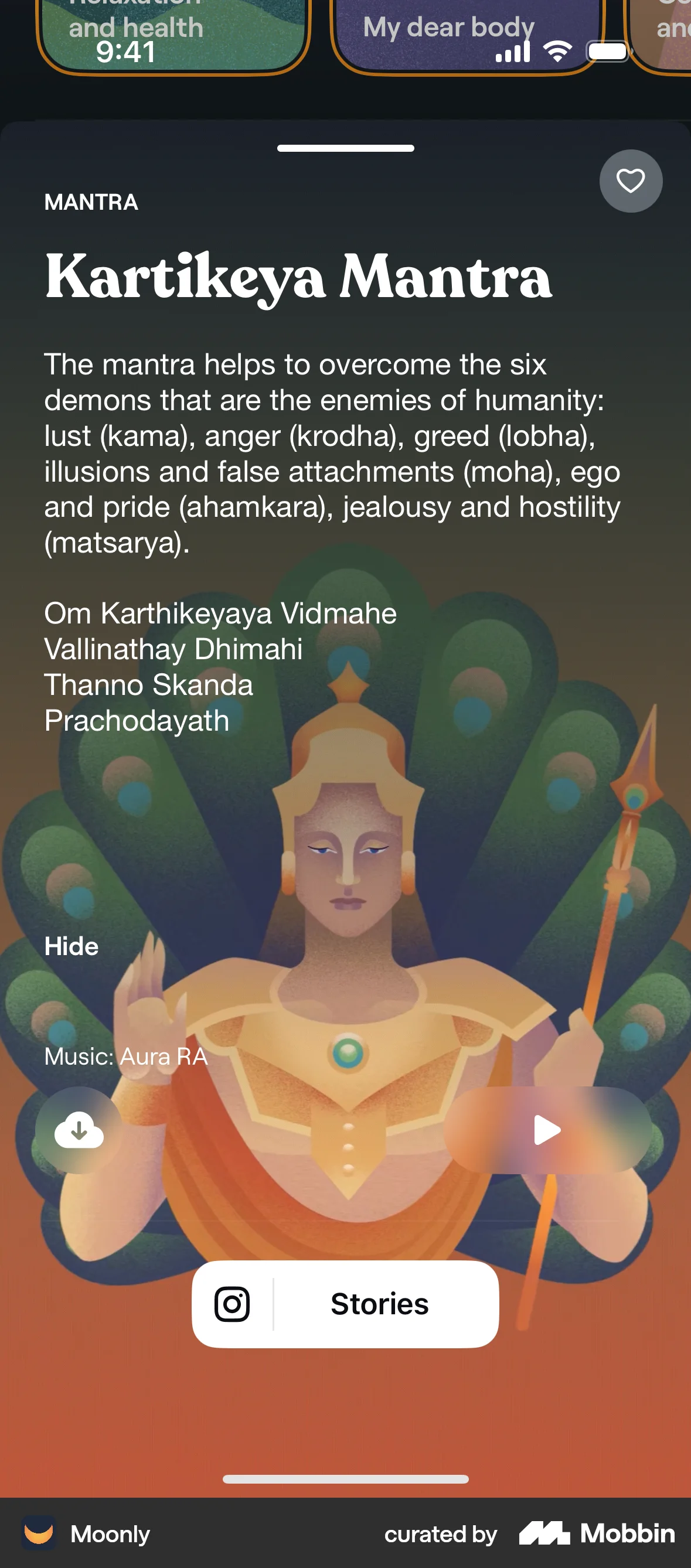 Moonly iOS Article Detail screen