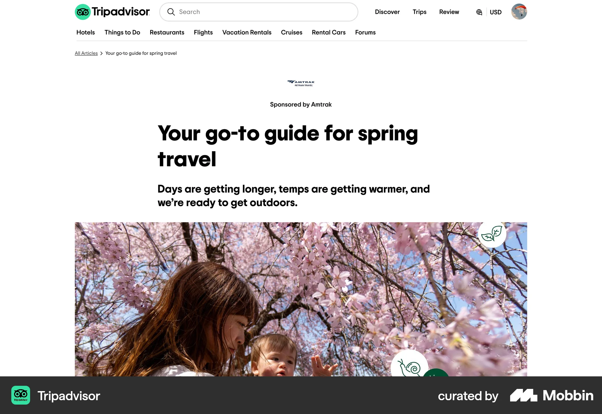 Tripadvisor Web Article Detail screen